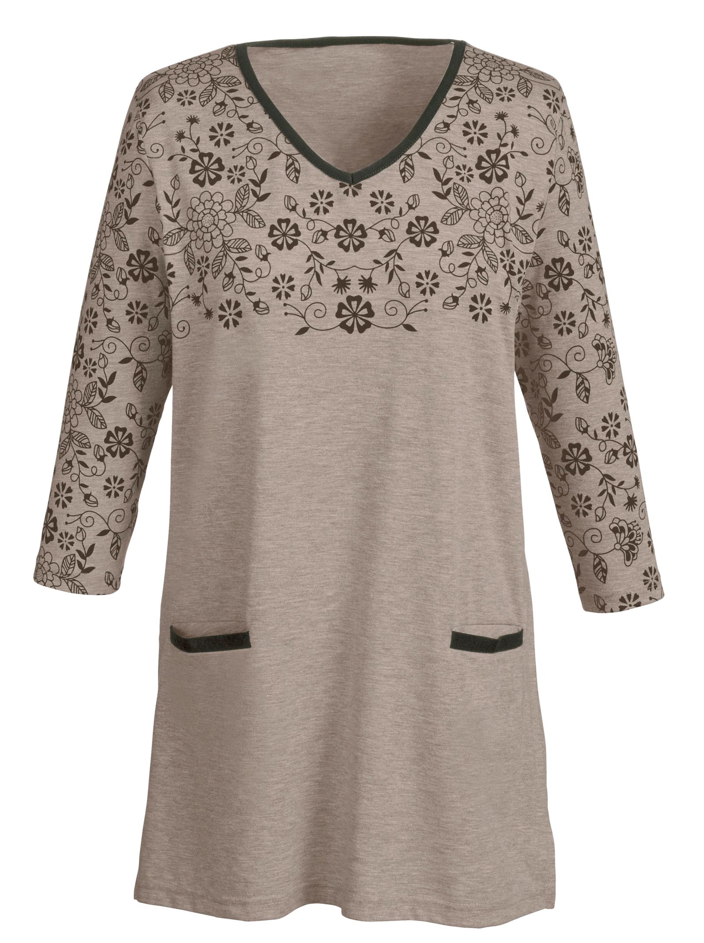 Longshirt - taupe-schwarz