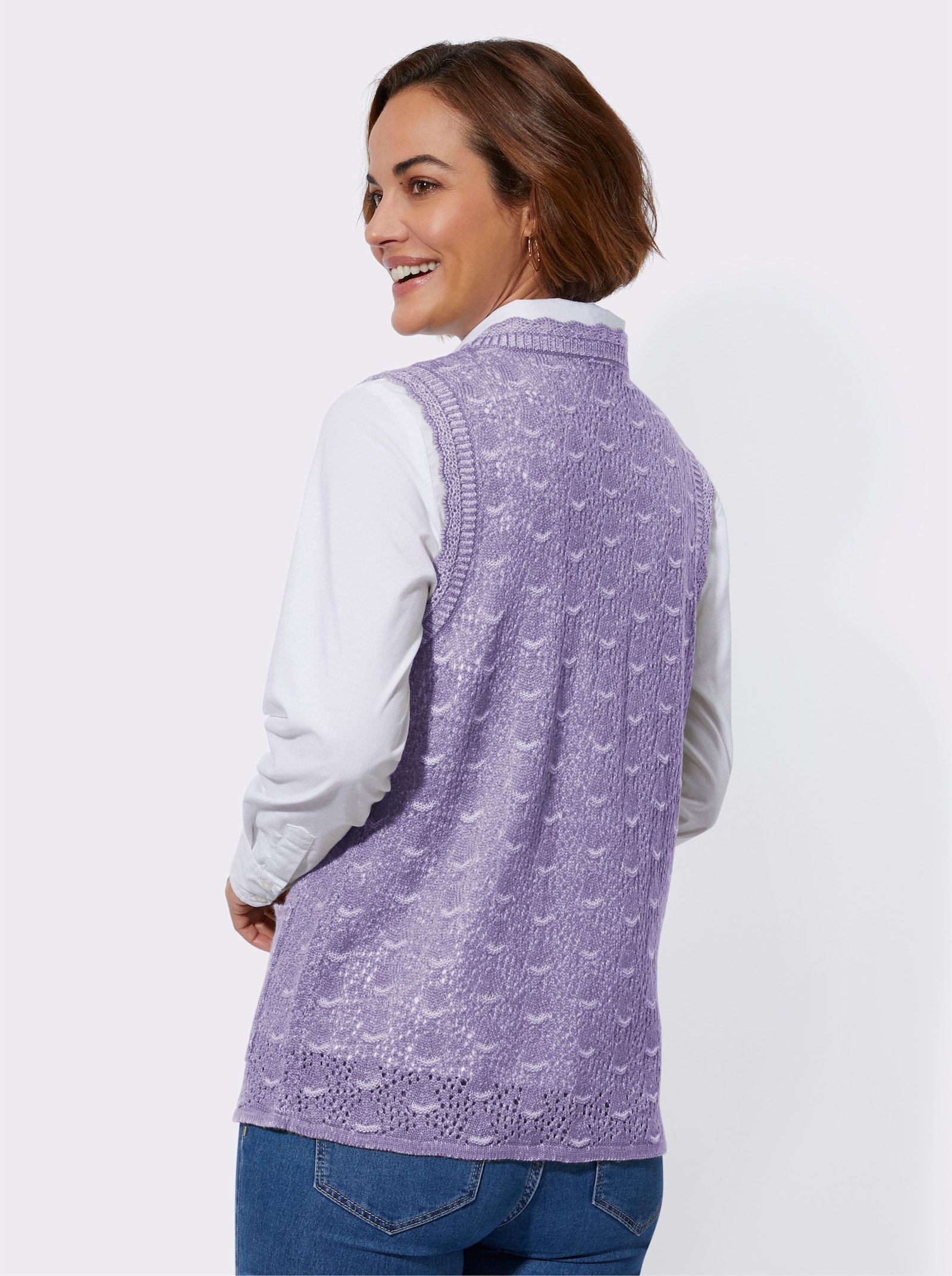 Strickweste im Strukturmuster-Mix - lavendel-meliert