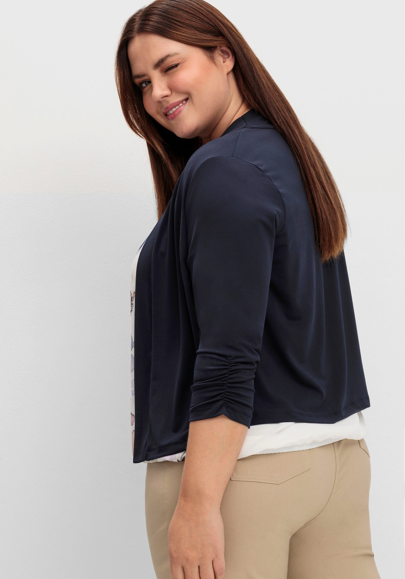 Shirtjacke in kurzer Bolero-Form - marine