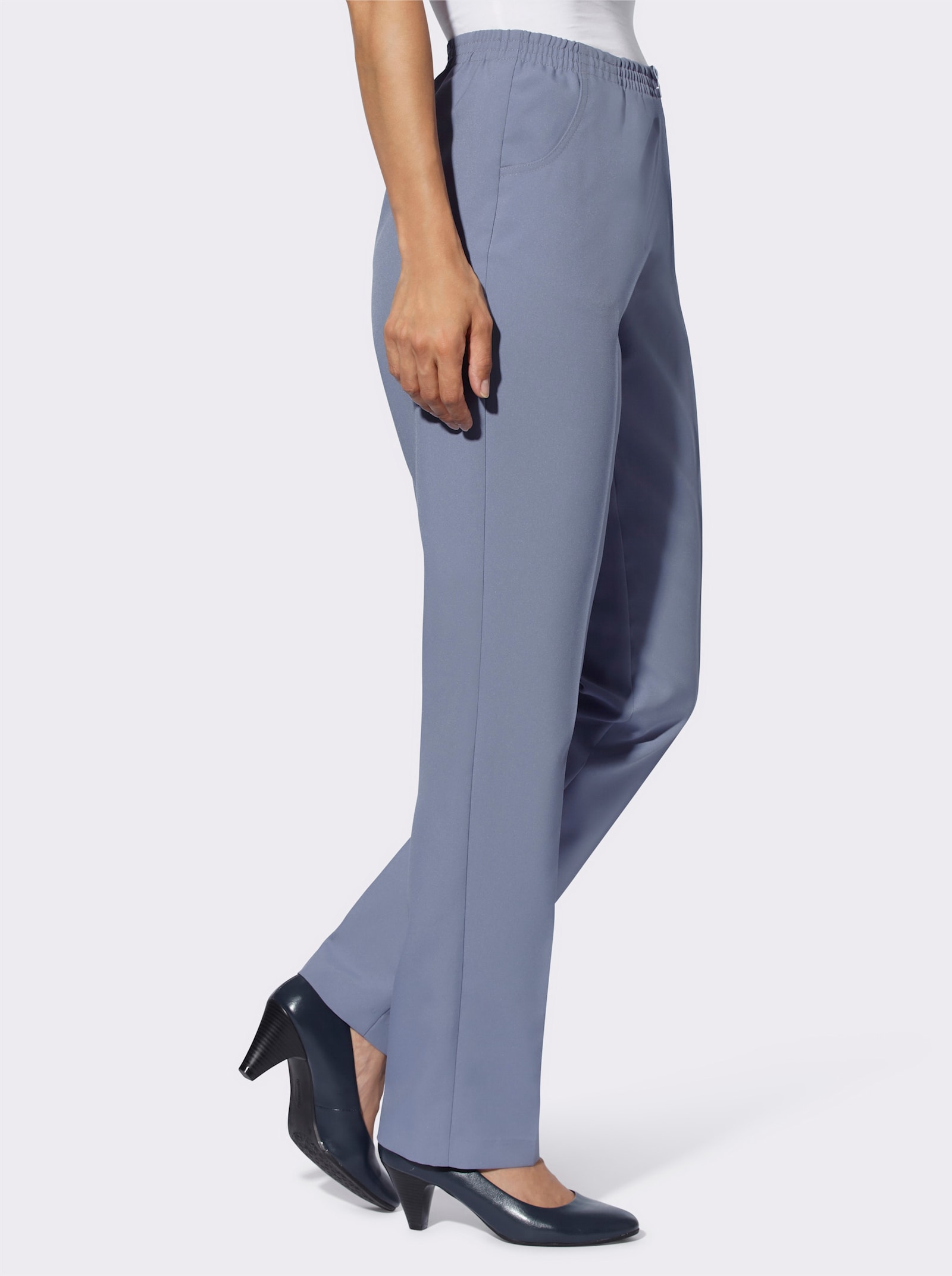 Schlupfhose mit Rundum-Dehnbund - taubenblau