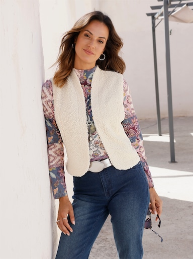 Fellimitatweste mit Hakenverschluss - champagner