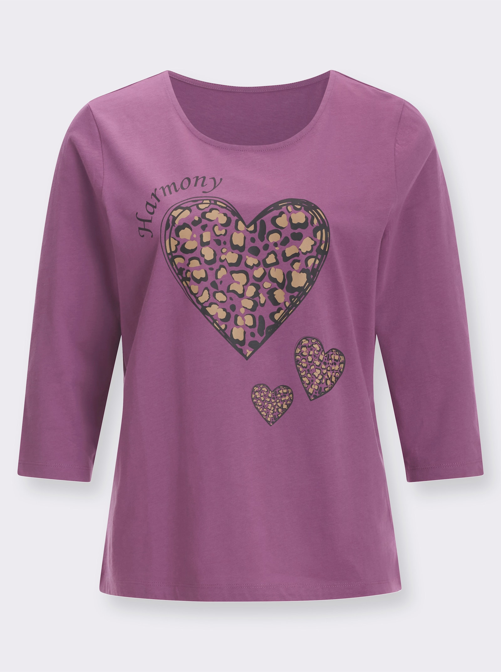 3/4-Arm-Shirt mit platziertem Druck - violett-schwarz