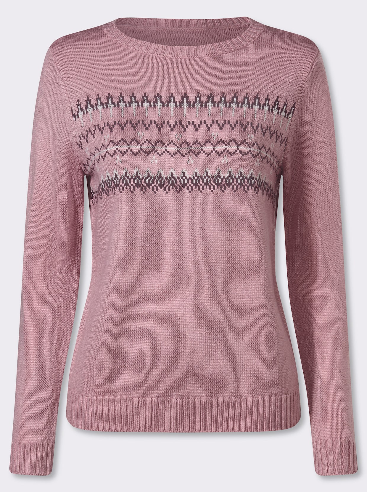 Pullover met lange mouwen en jacquardpatroon - hortensia/bordeaux gedessineerd