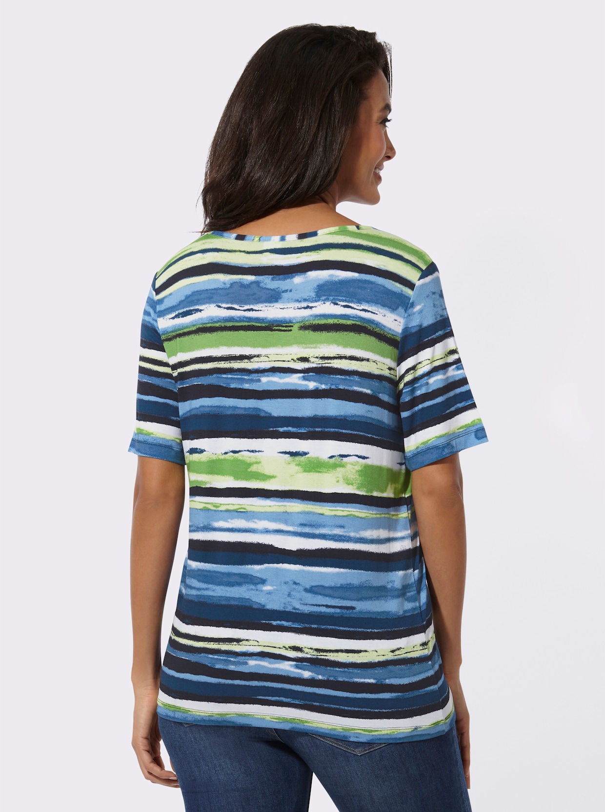 Shirt met korte mouwen - appelgroen/jeansblauw bedrukt