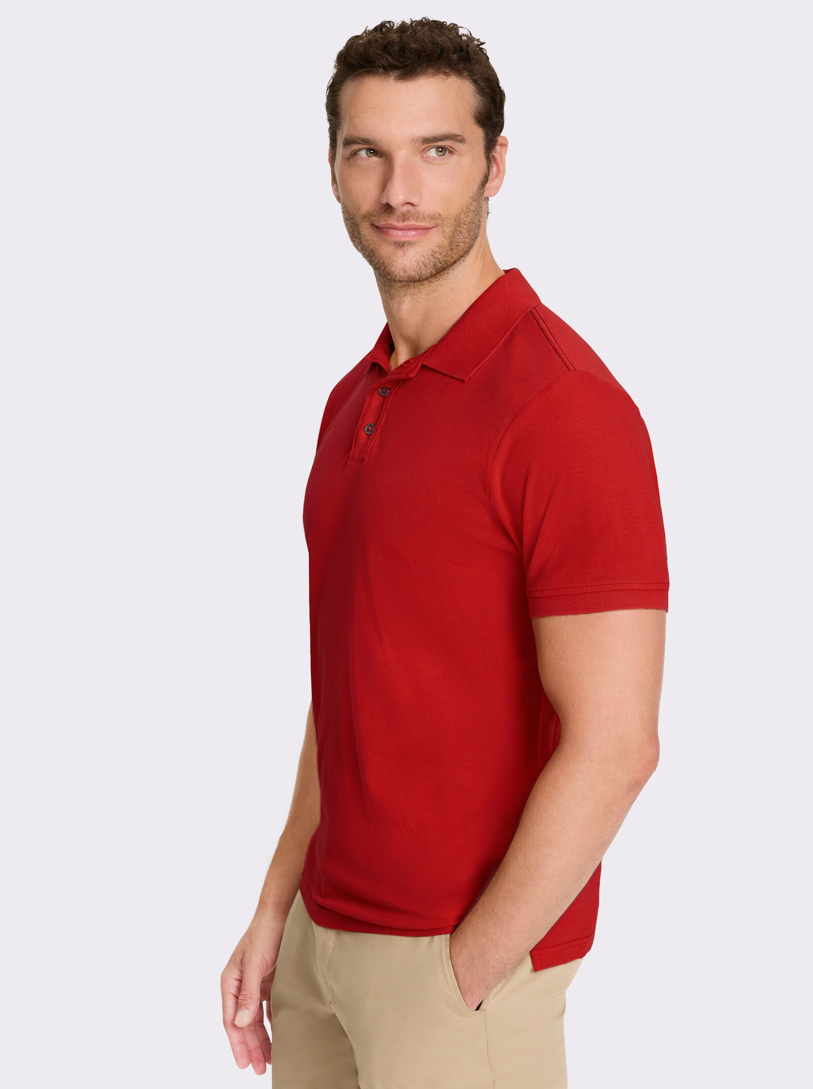 Catamaran Kurzarmshirt aus Baumwoll-Pikee - kirsche