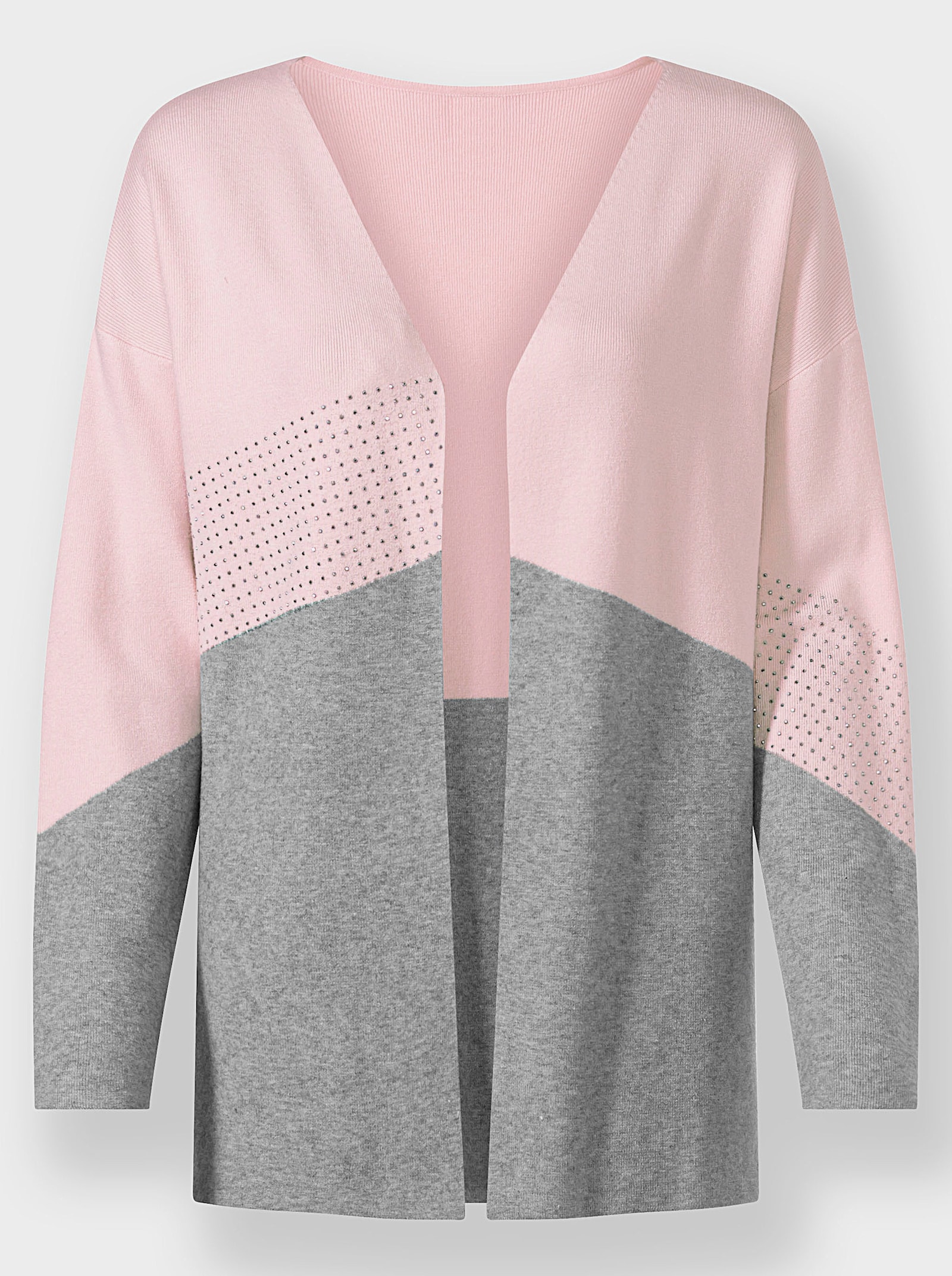 heine Veste en tricot fin avec applications brillantes - rose clair-gris pierre chiné