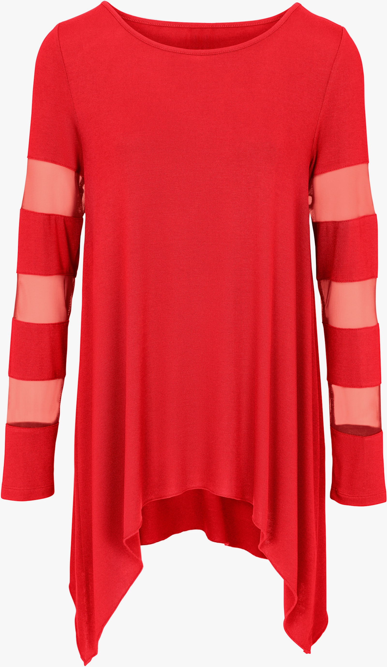 heine Shirt met lange mouwen en transparante inzetten - rood