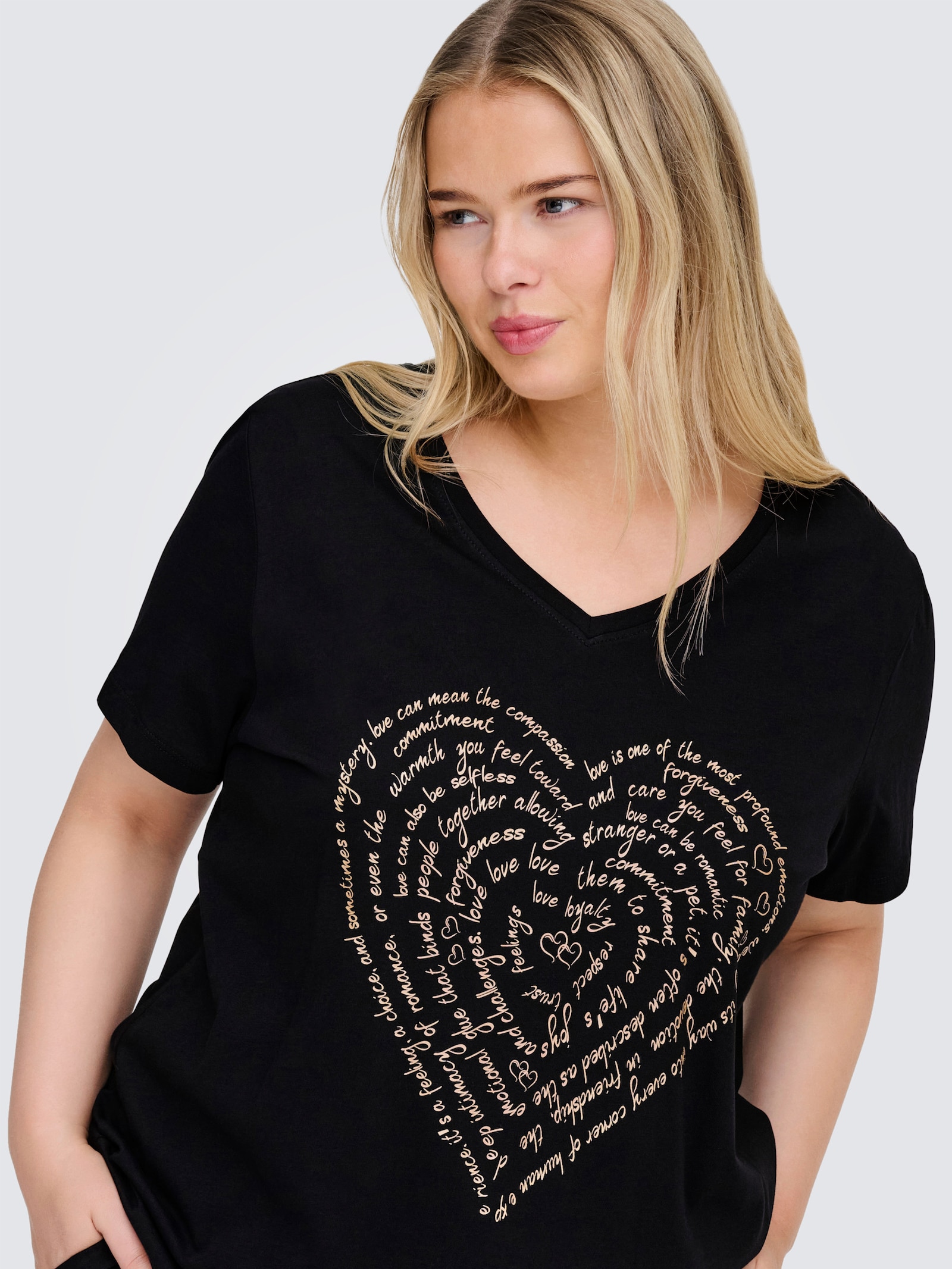 ONLY CARMAKOMA Kurzarmshirt - black print:heart