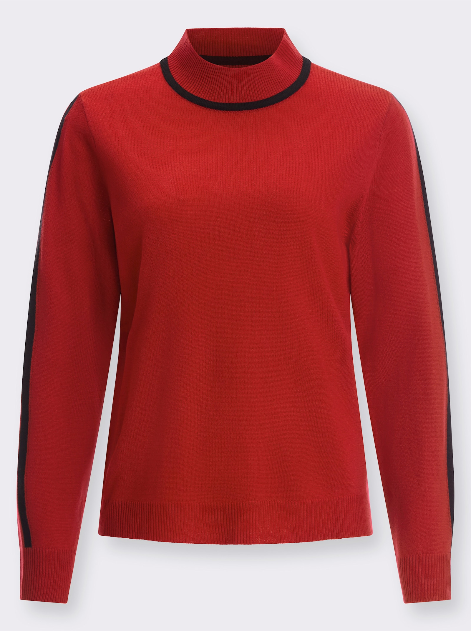 Stehkragenpullover mit gerippten Abschlüssen - rot