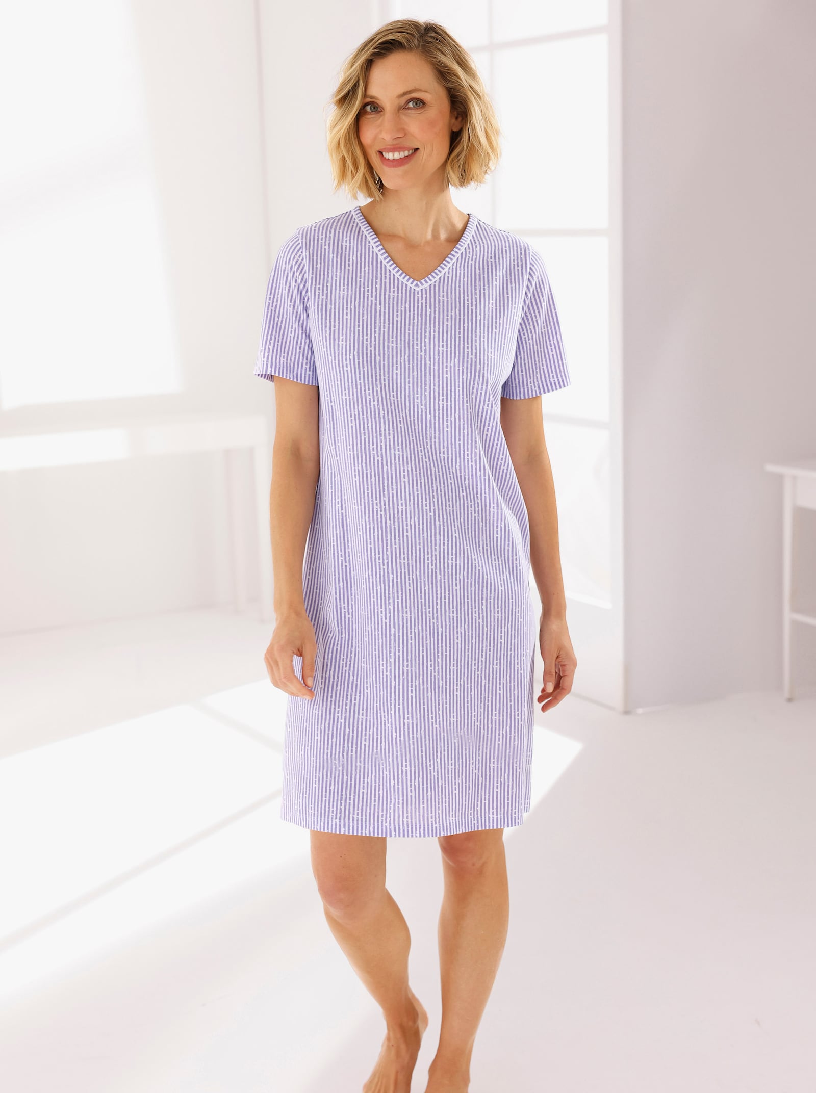 wäschepur Sleepshirts - weiss-lavendel-gestreift + weiss-zitrone-gestreift