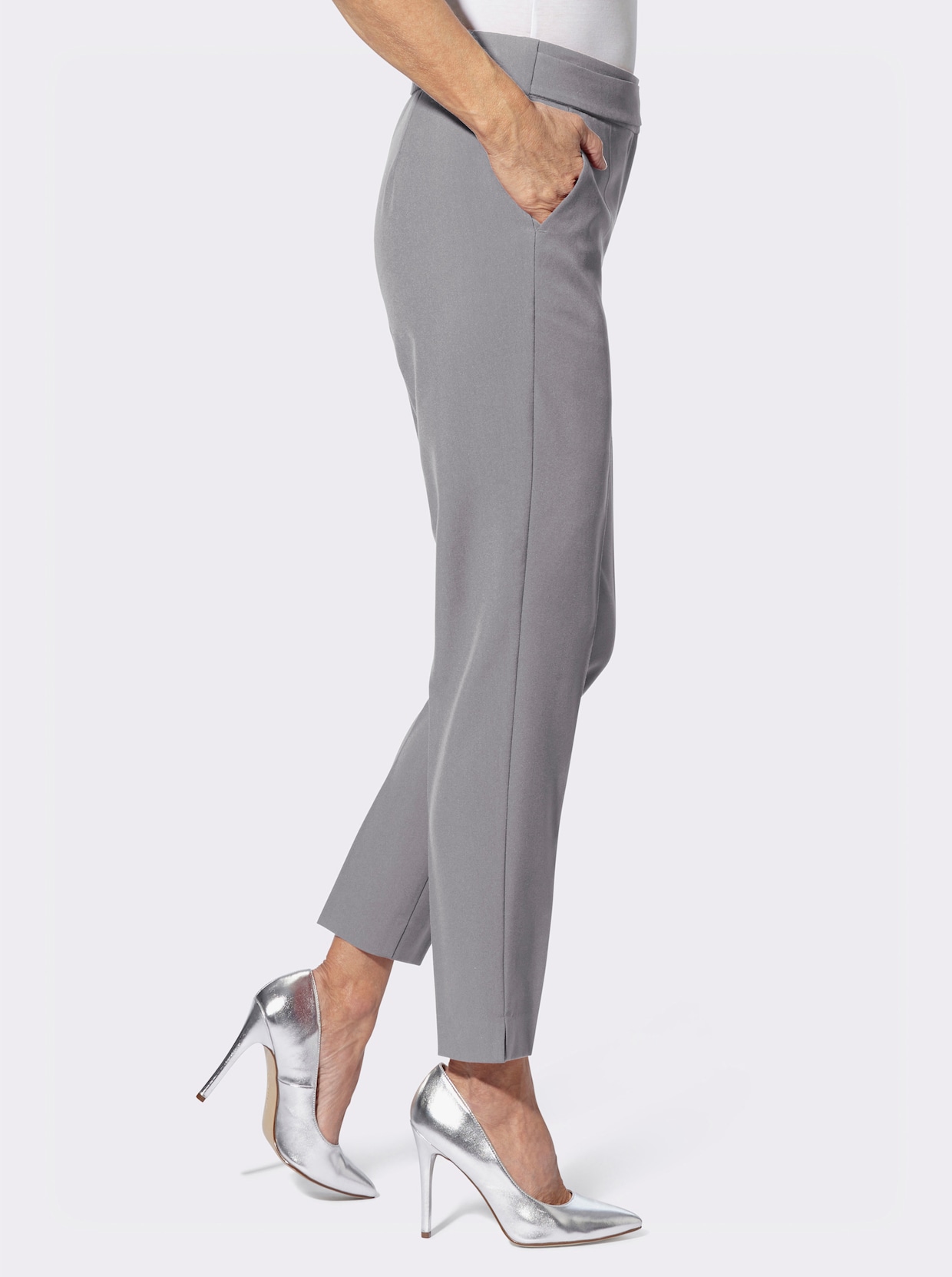 Broek met persplooien - steengrijs