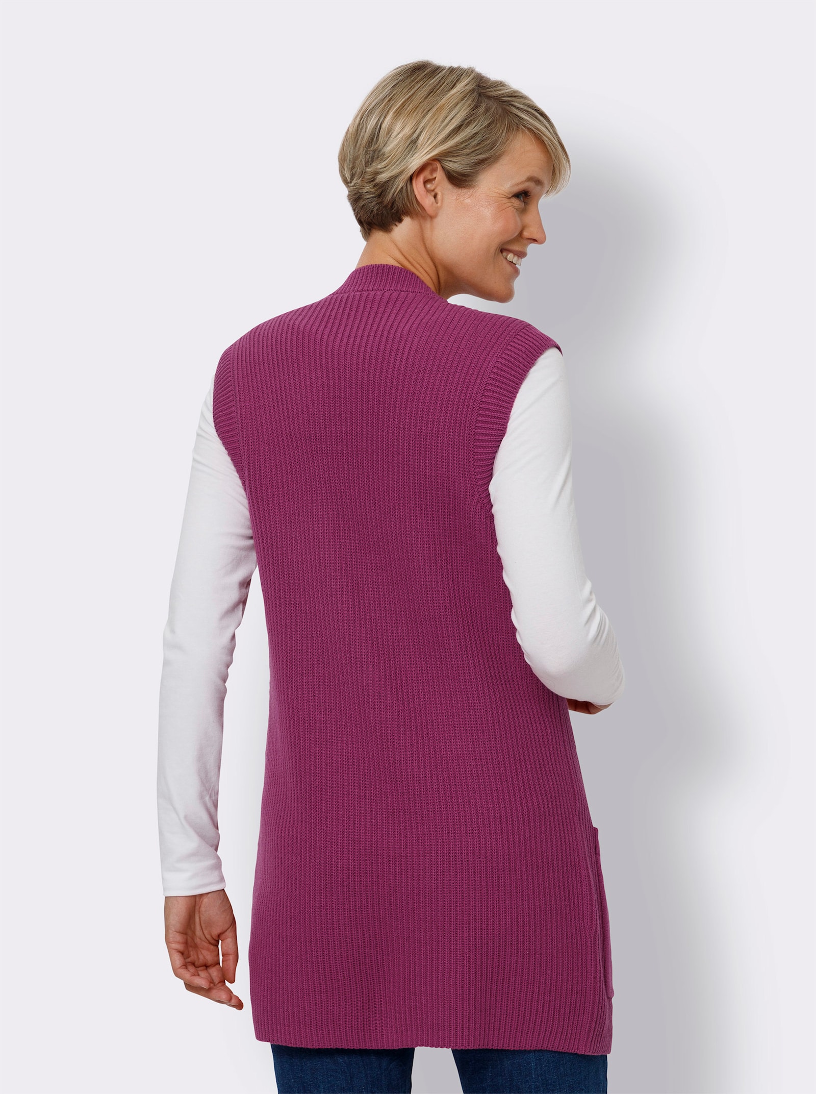 Pletená vesta, rebr.vzhľ. - vresová