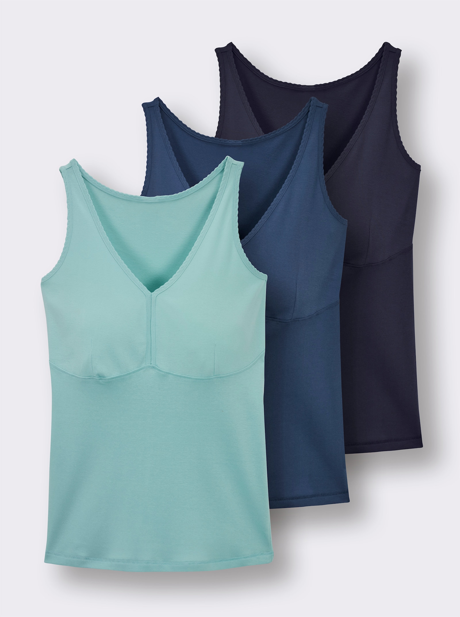 wäschepur BH-Hemd ohne Bügel - marine + jeansblau + mint
