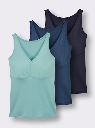wäschepur BH-Hemd ohne Bügel - marine + jeansblau + mint