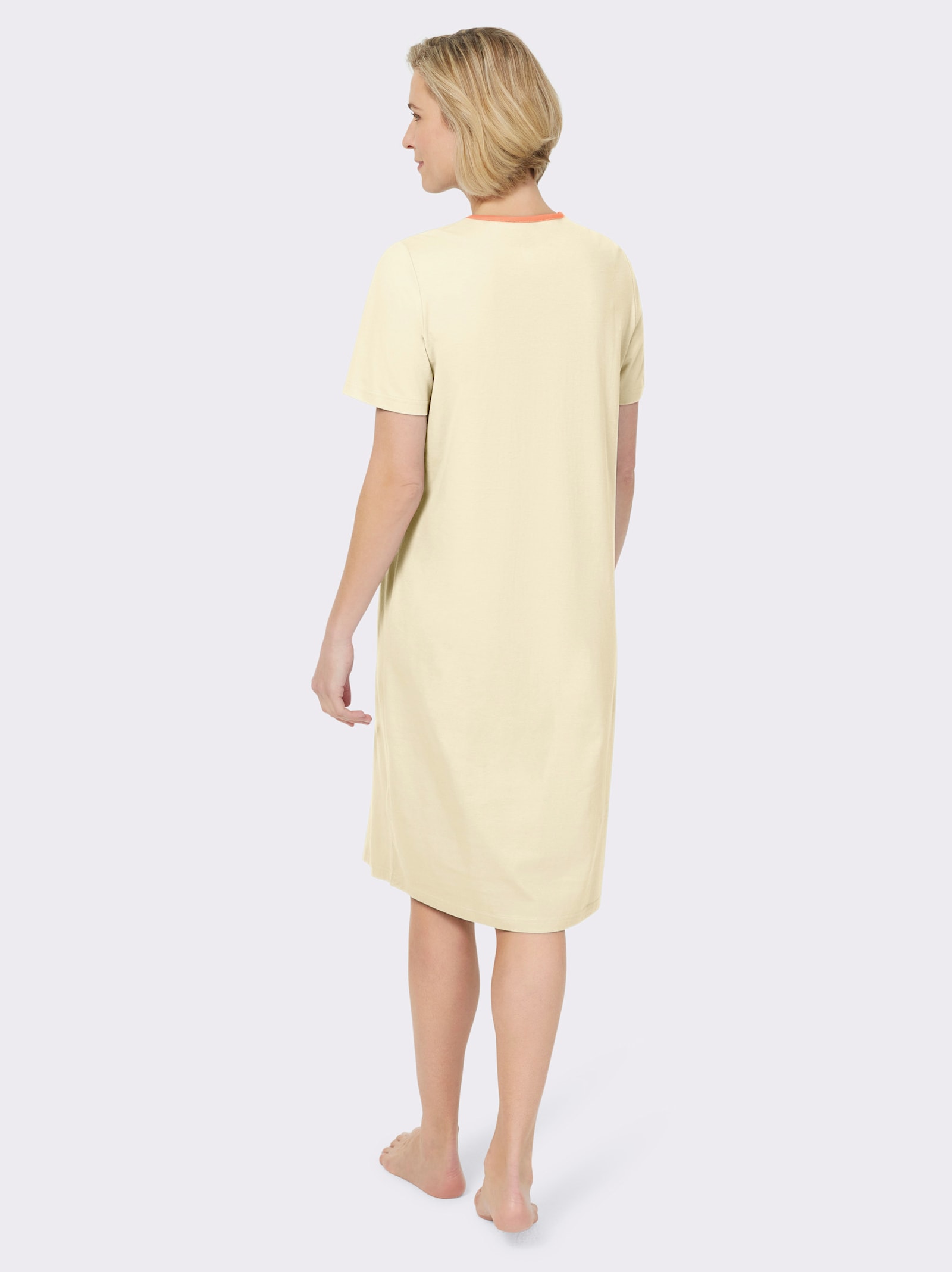 Ascafa Nachthemden im Doppelpack, floraler Print - vanille + vanille-bedruckt