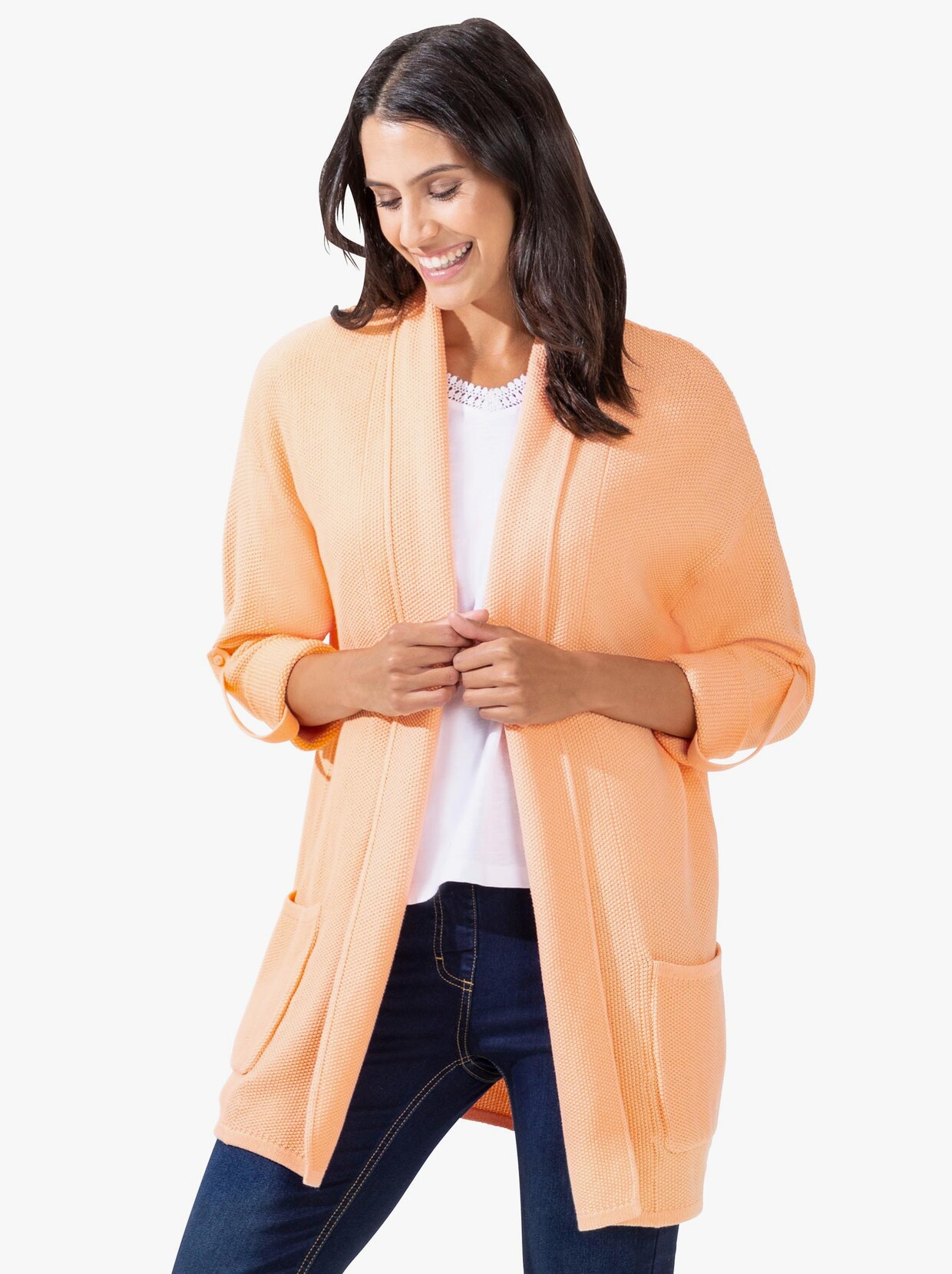 Pletený kabátek - mandarinková