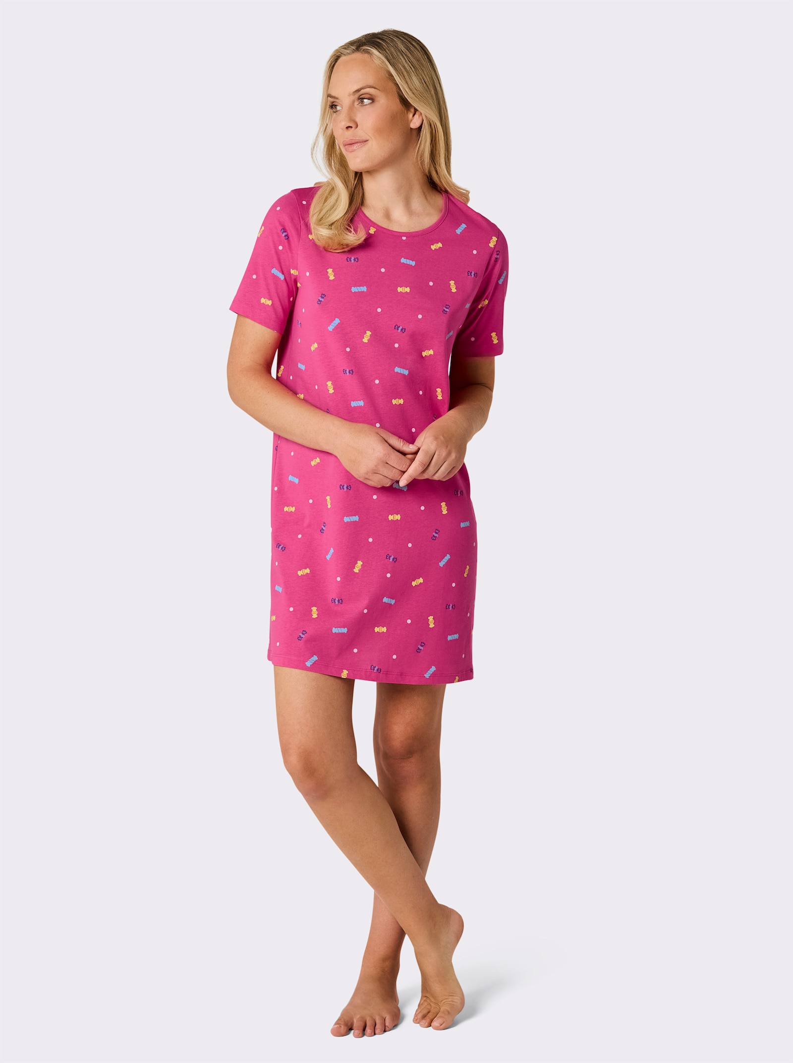 wäschepur Sleepshirts - marine-bedruckt + fuchsia-bedruckt