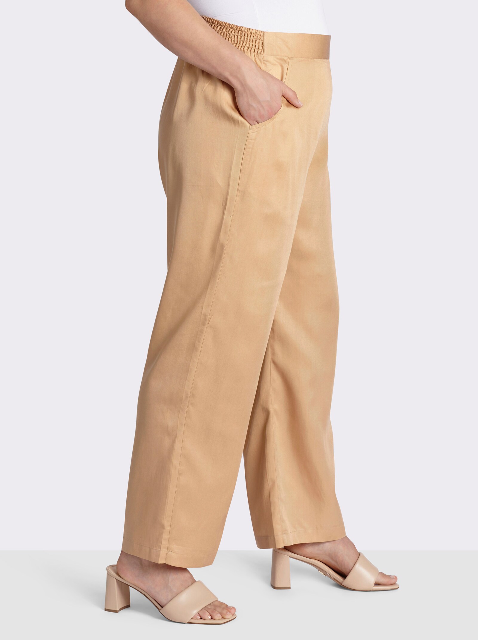 sheego Schlupfhose mit Smokbund hinten - camel