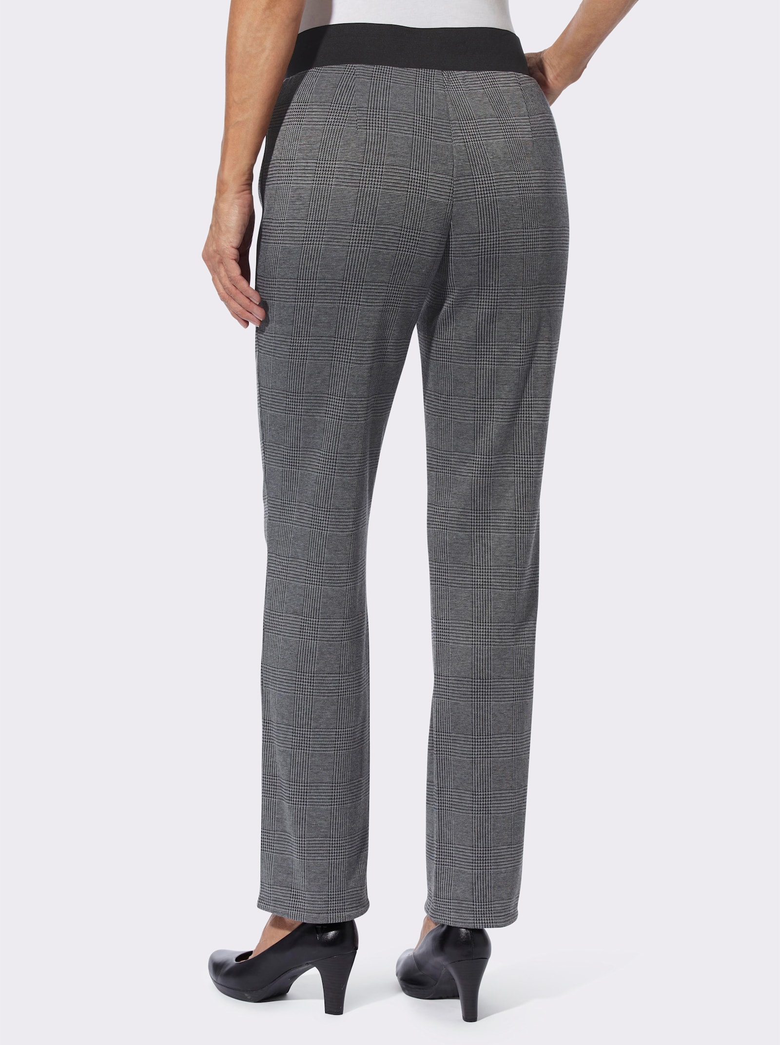 Jerseyhose in unterschiedlichen Dessins - schwarz-steingrau Glencheck