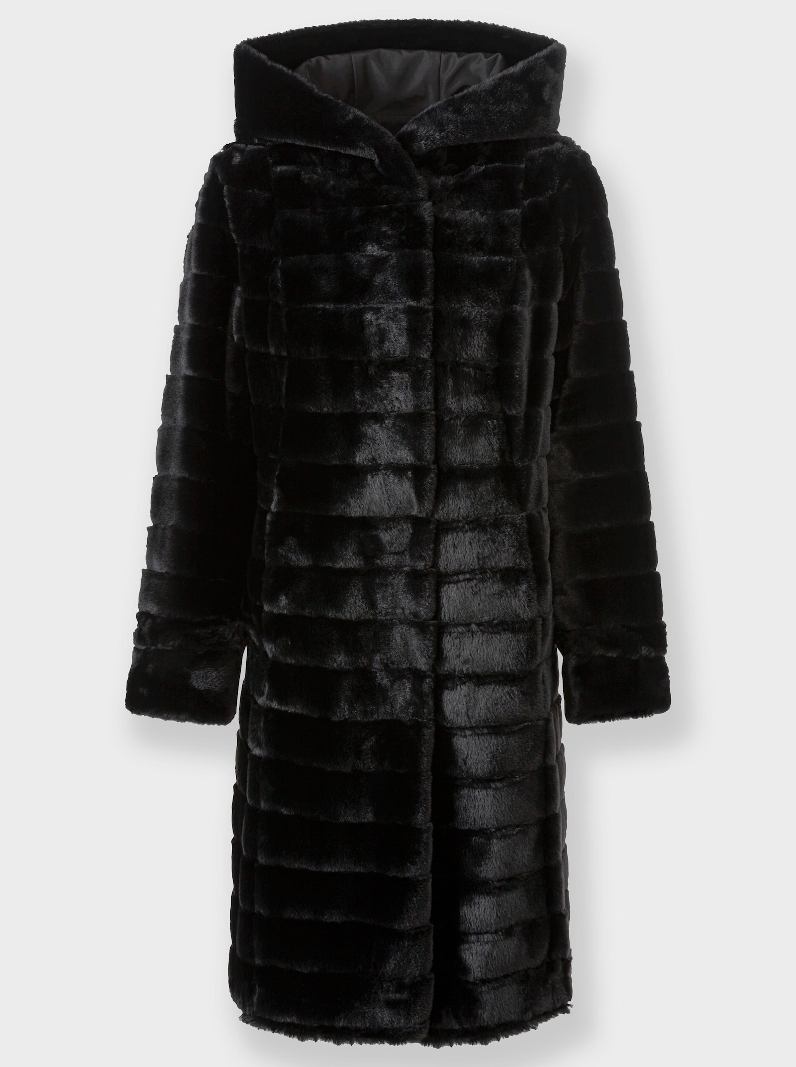 heine Keerbare mantel van imitatiebont - zwart