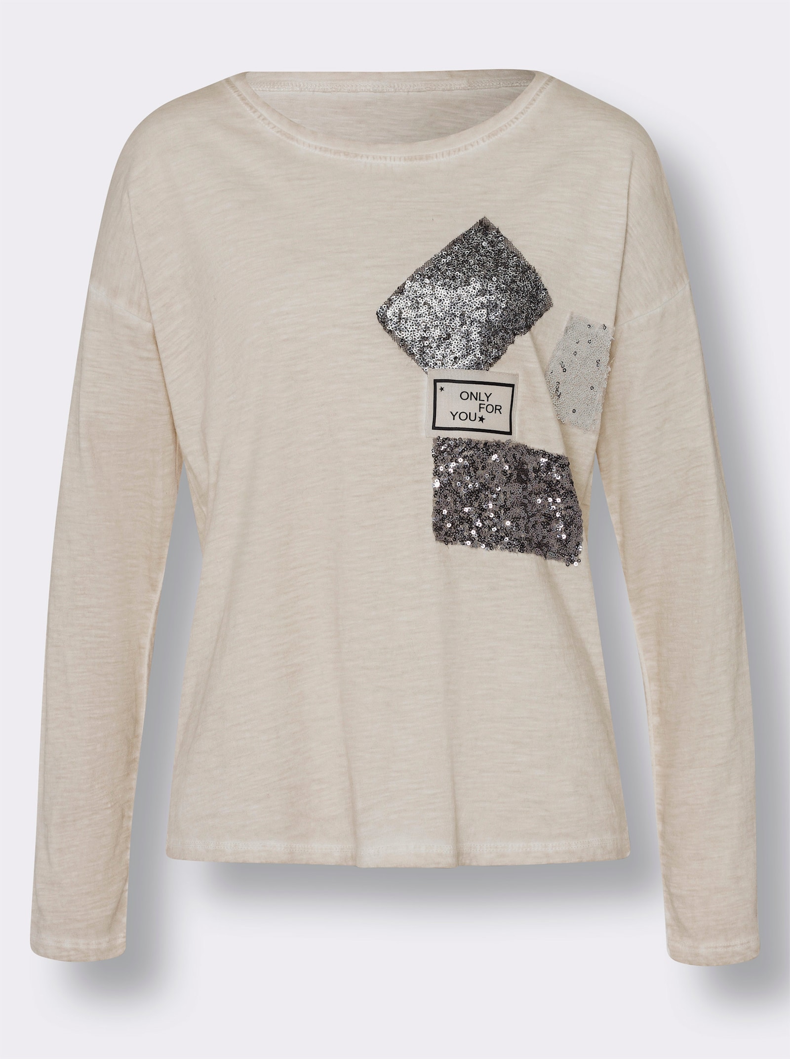 heine Langarmshirt mit Pailletten-Patch - sand