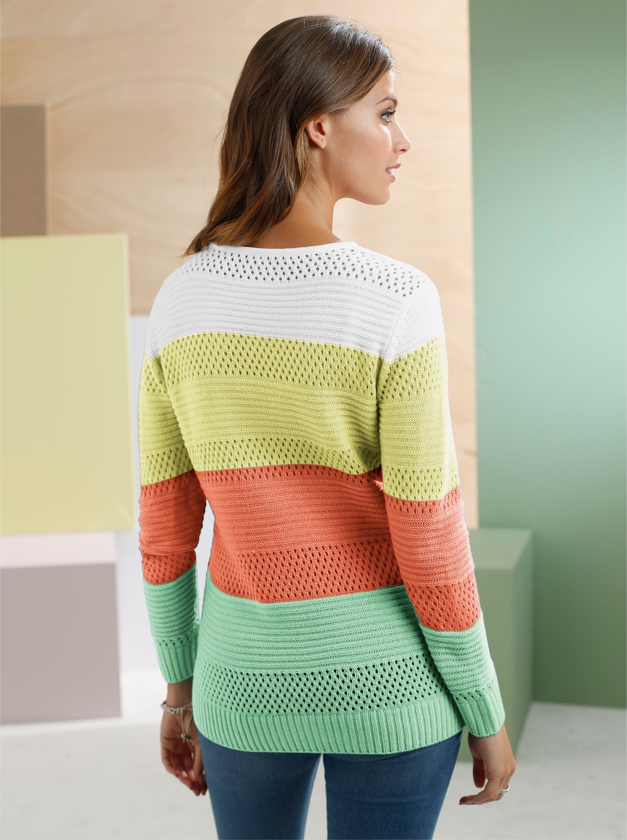 Pullover met ronde hals - bont