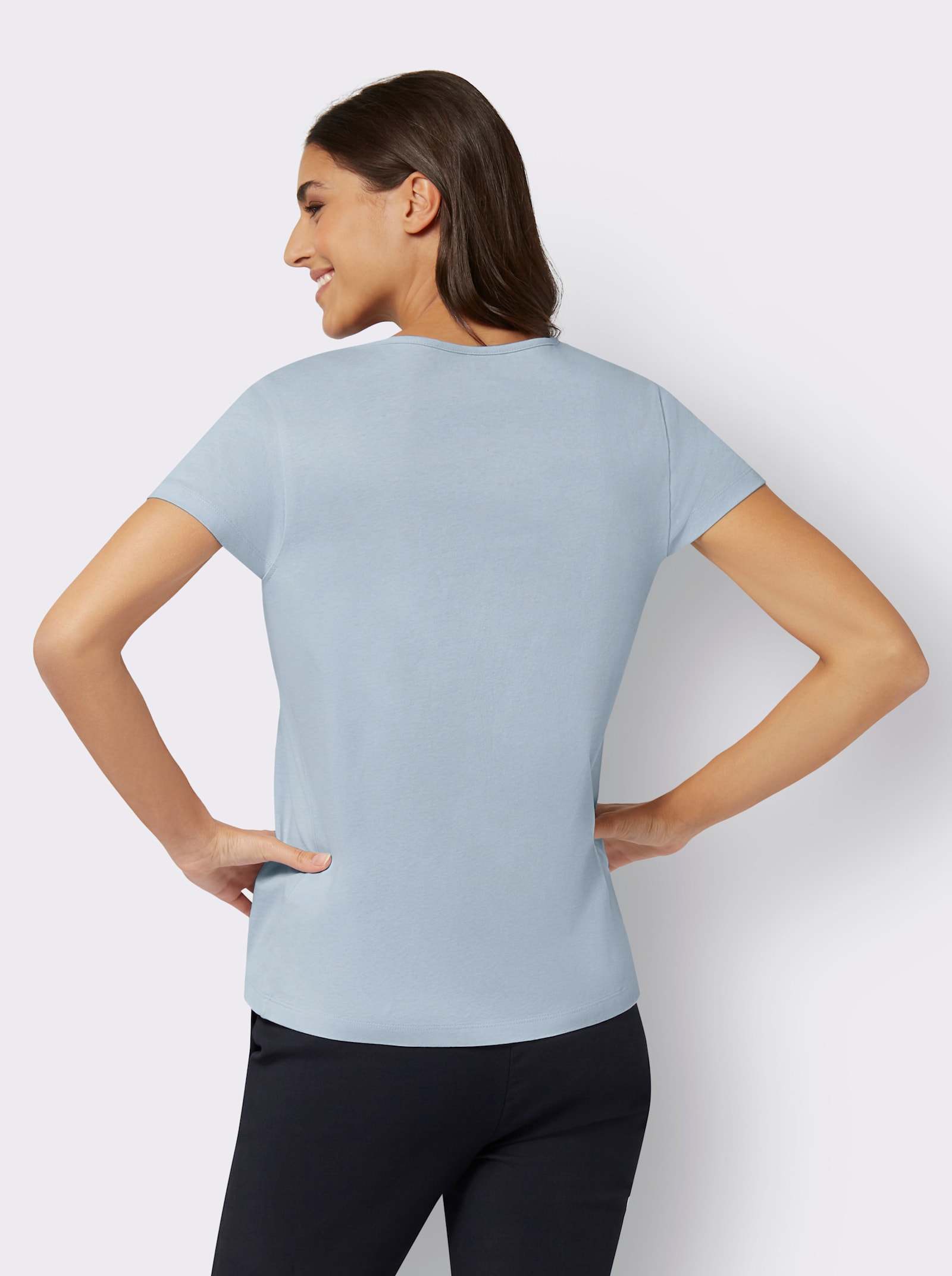 Tričko s krátkým rukávem s květinovým potiskem - světlemodrá