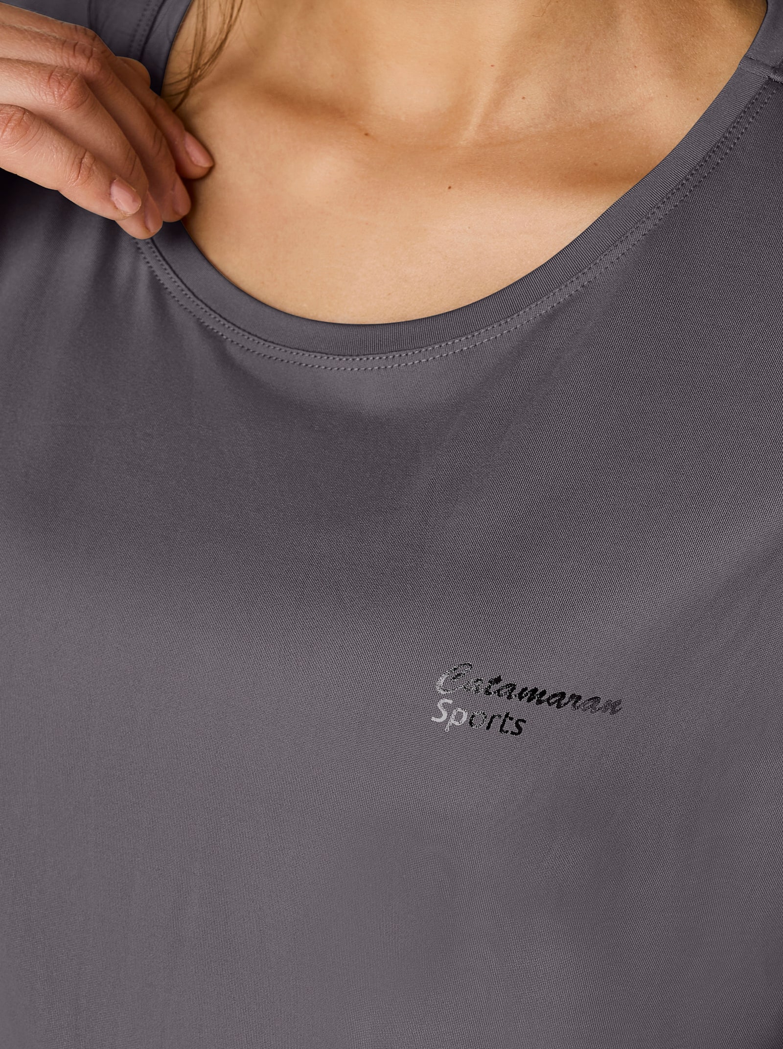 Catamaran Sports Funktionsshirt mit hinten längerem Saum - anthrazit