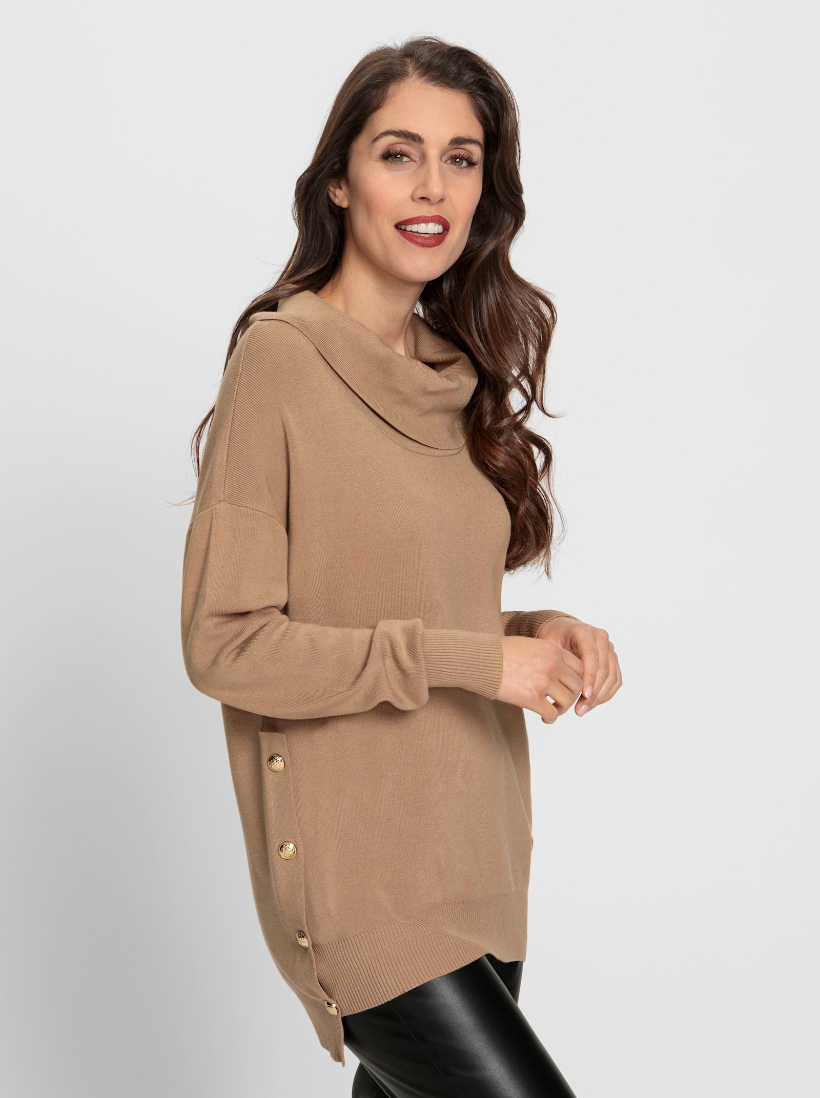 heine Longpullover mit längerem Rückenteil - camel