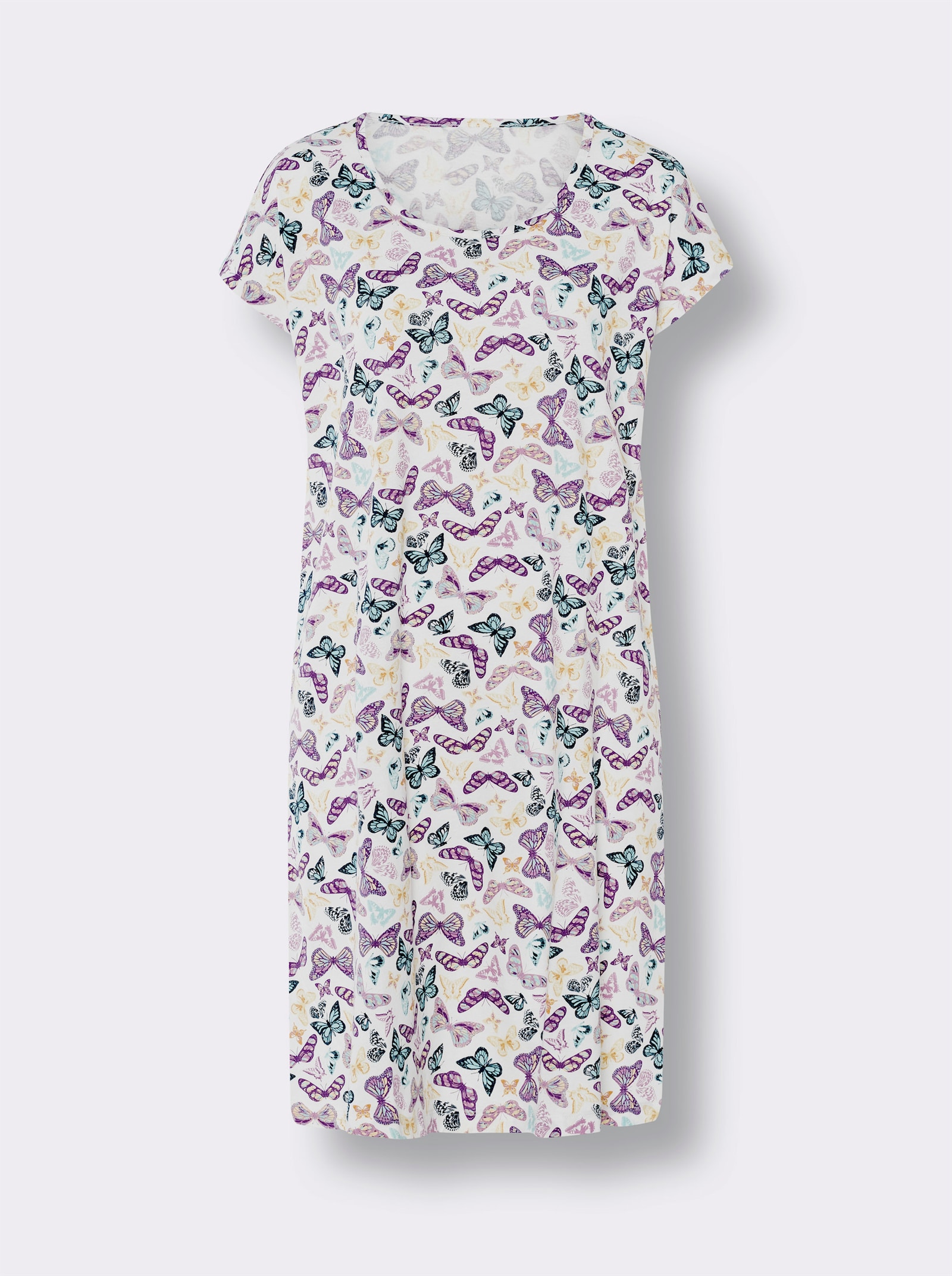 Nachthemd in A-Form, Single-Jersey - ecru-bedruckt