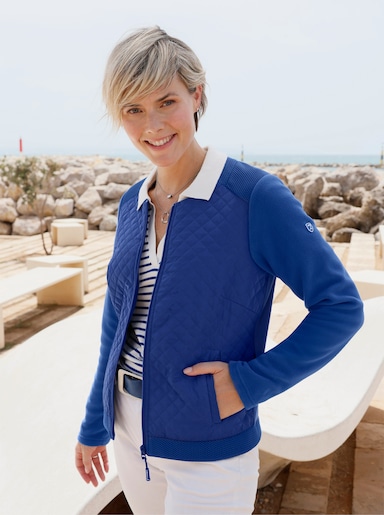 Fleecejacke mit Steppmuster-Einsätzen - royalblau