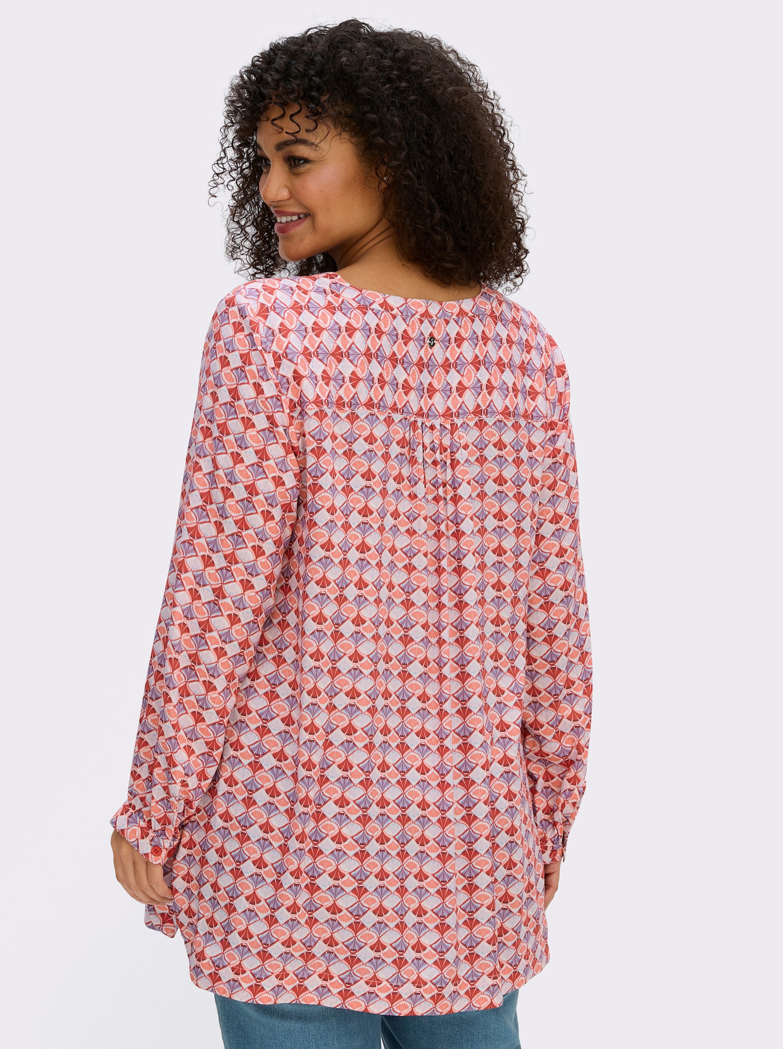 sheego Tunika mit grafischem Print - weiß-erdbeere-bedruckt