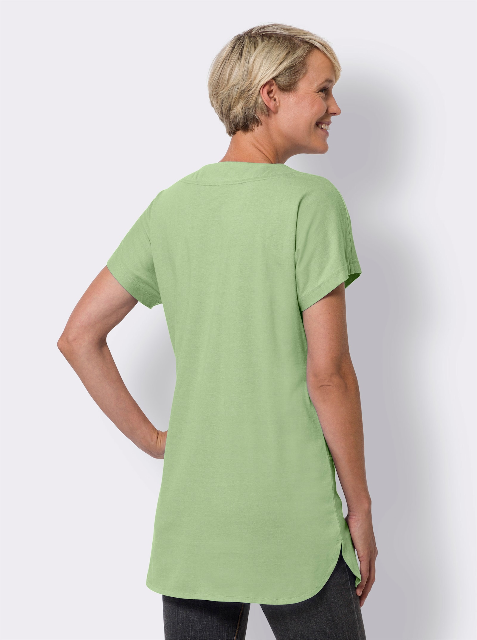 Dlhé tričko s vreck. - Rezedová