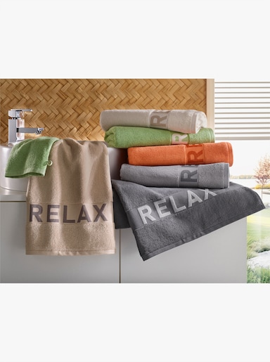 wäschepur Handtuch mit RELAX-Schriftzug - papaya