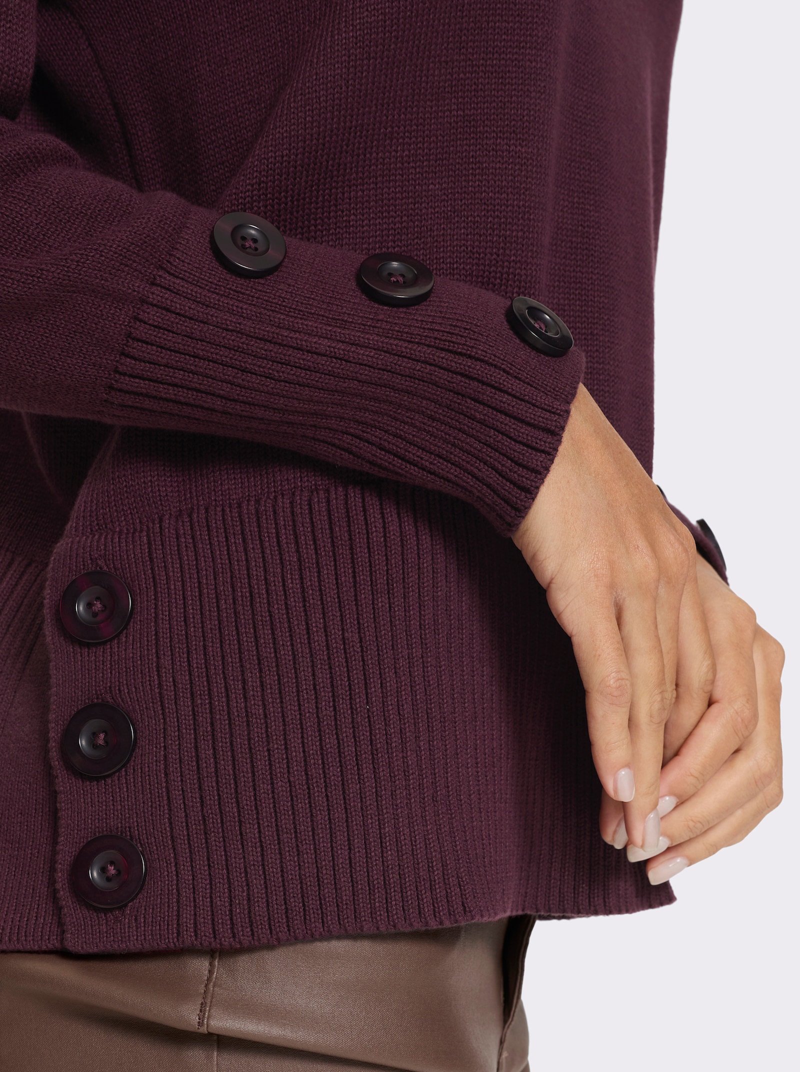 heine Rollkragenpullover mit Seitenschlitzen - burgund