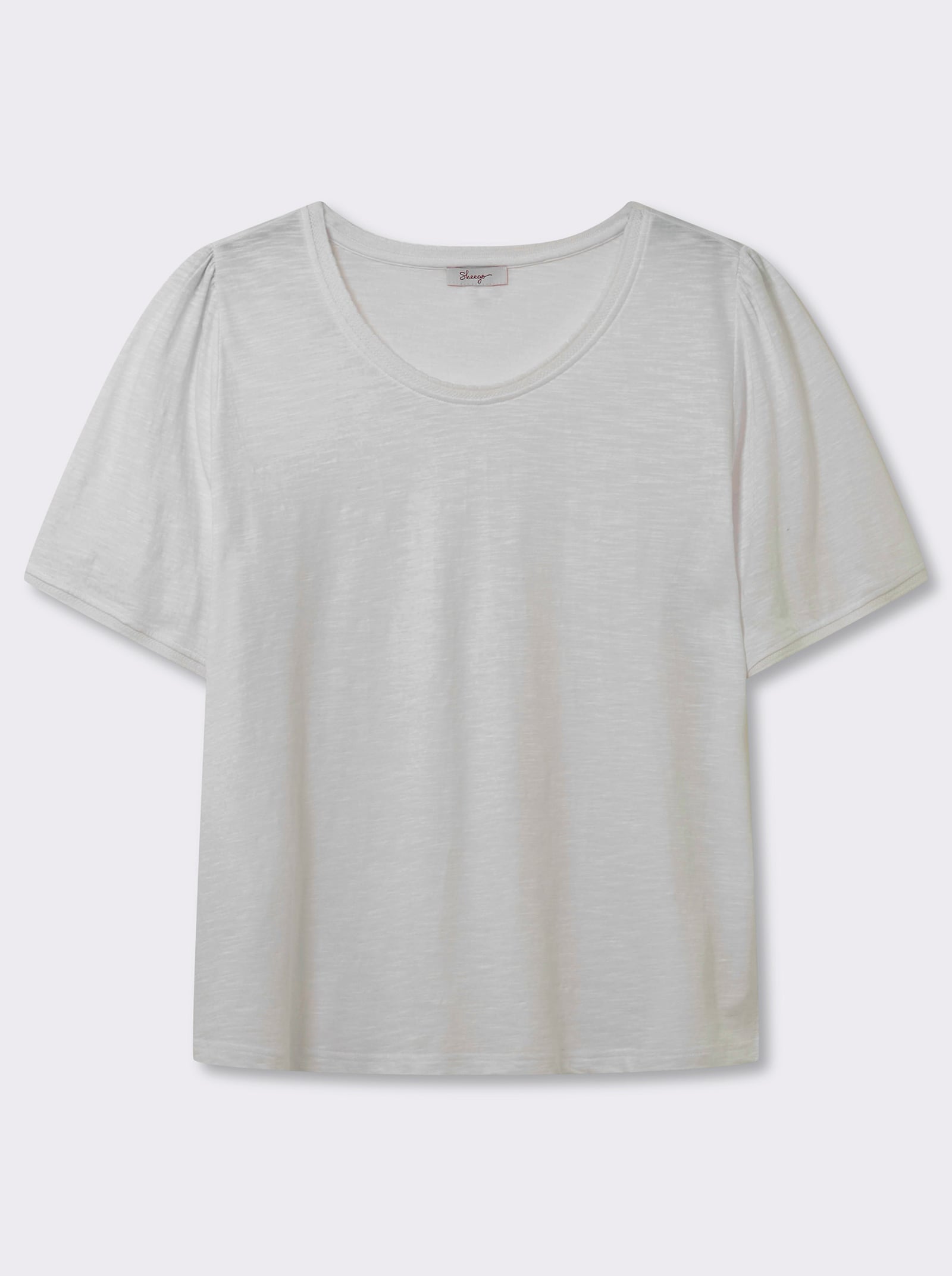 sheego Rundhalsshirt in Flammgarn-Struktur - ecru