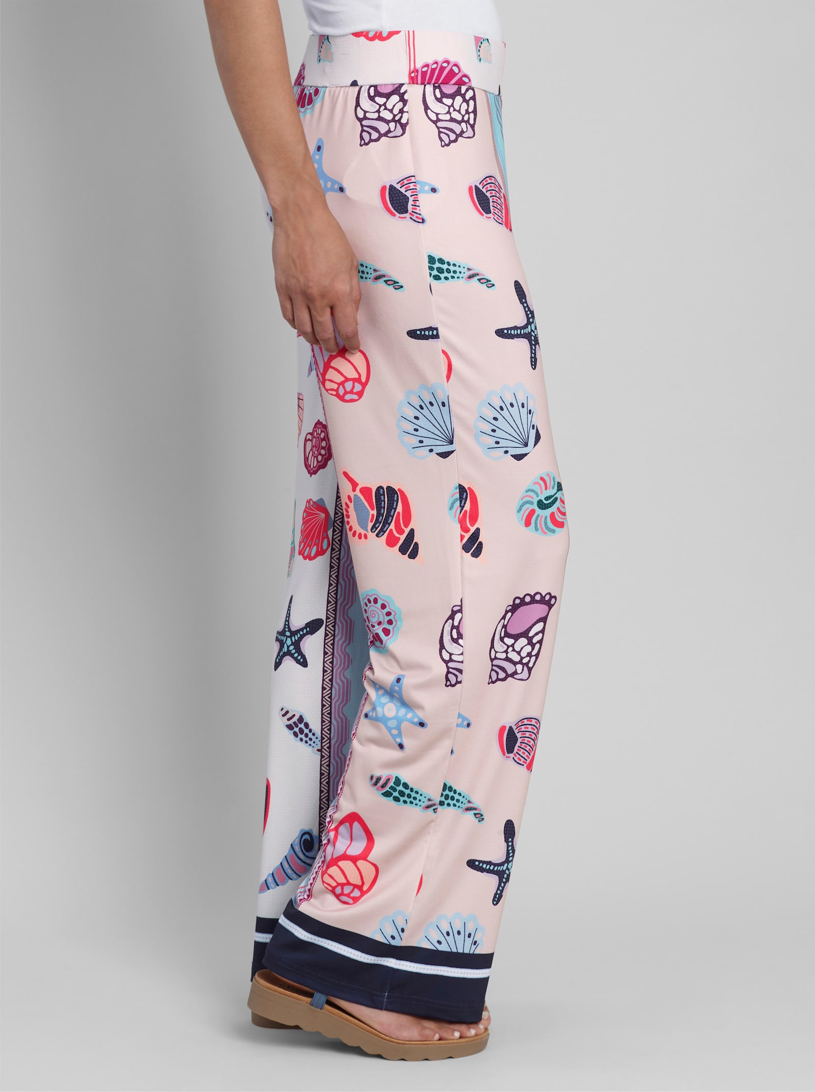 heine Druckhose mit Muschel-Druck - weiß-koralle-bedruckt