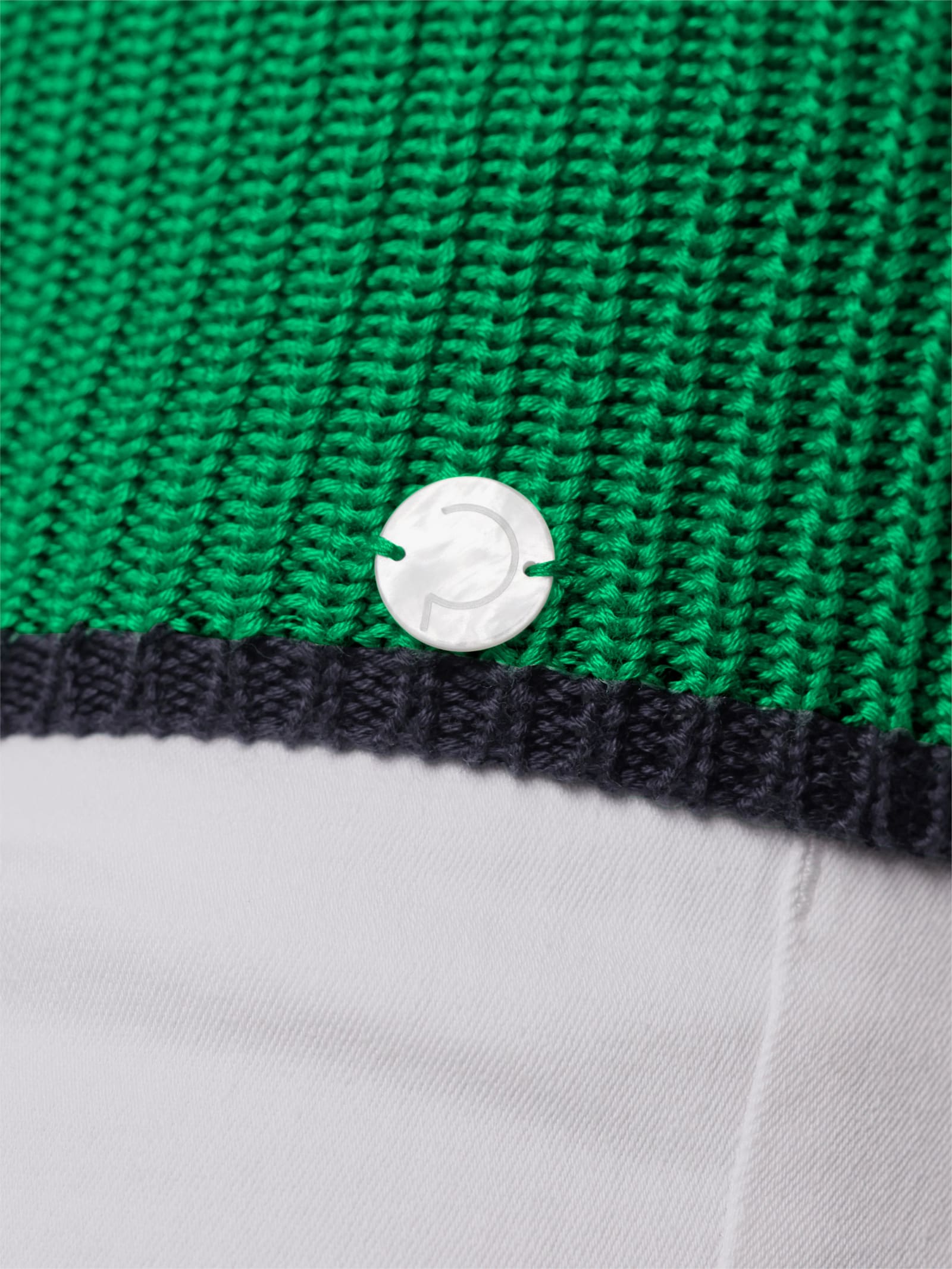 CREATION L PREMIUM 3/4 Arm-Pullover mit Kontrastkanten - grasgrün