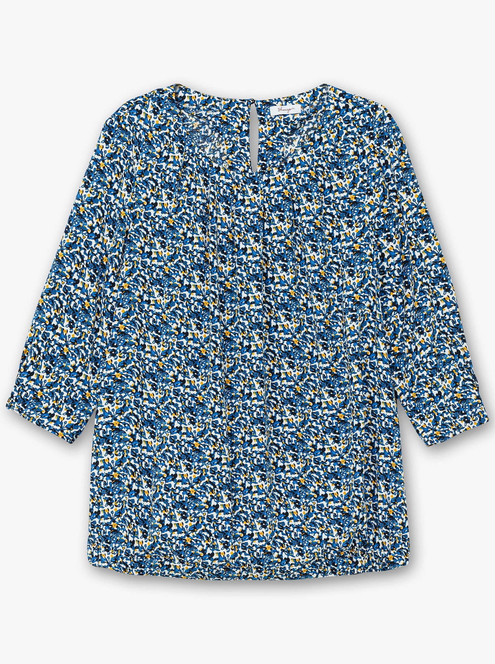 sheego Tunika mit gelegten Falten und Minimalprint - tiefblau-gemustert