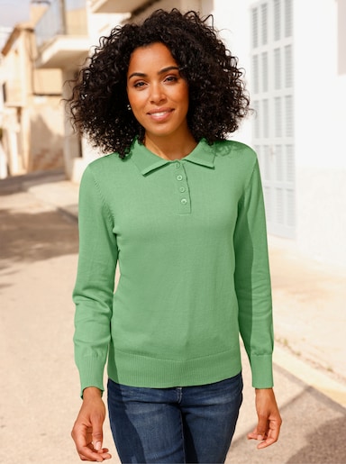 Polopullover mit kurzer Knopfleiste - apfel