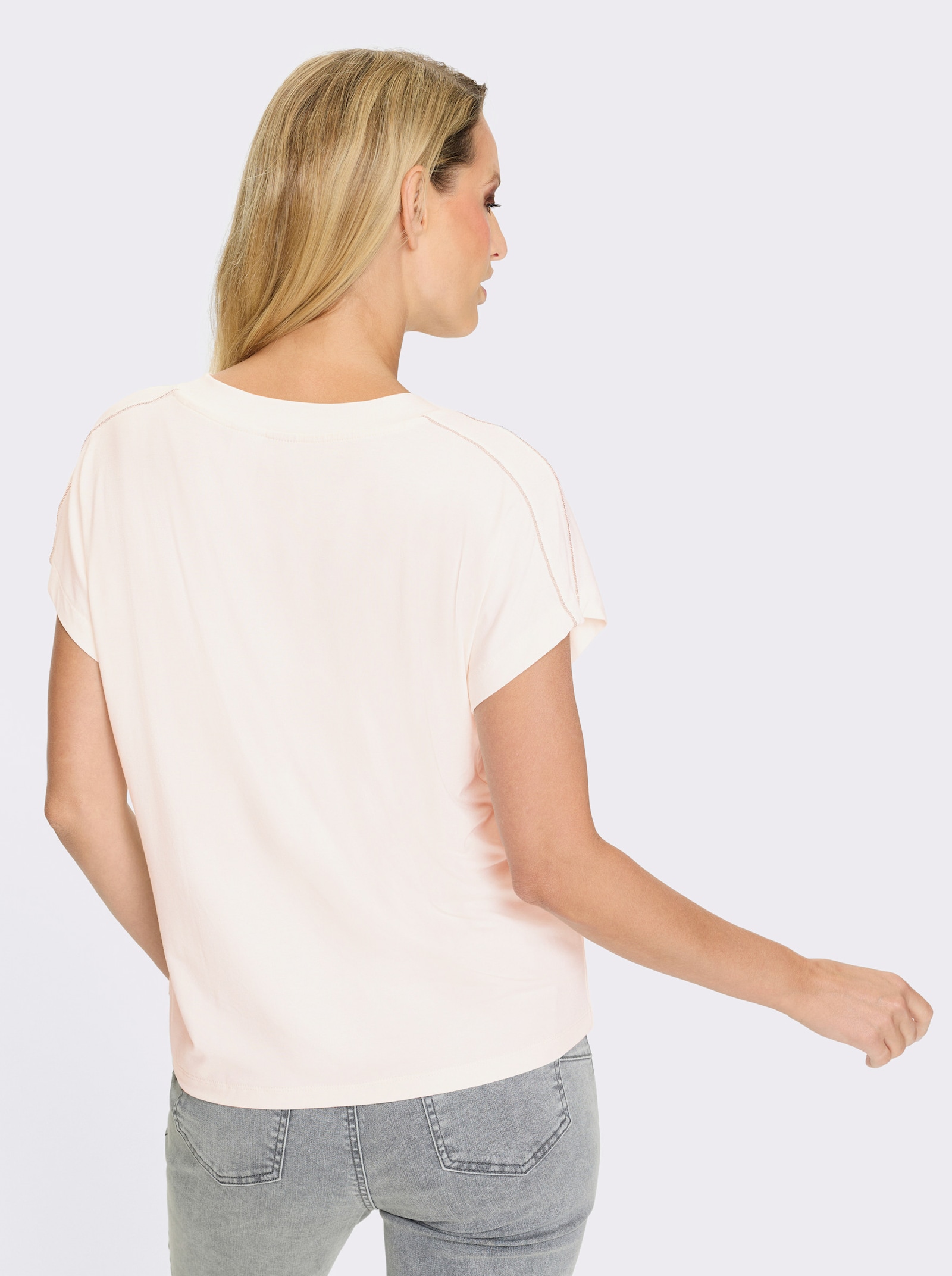 heine Kurzarmshirt mit Zierperlen - ecru