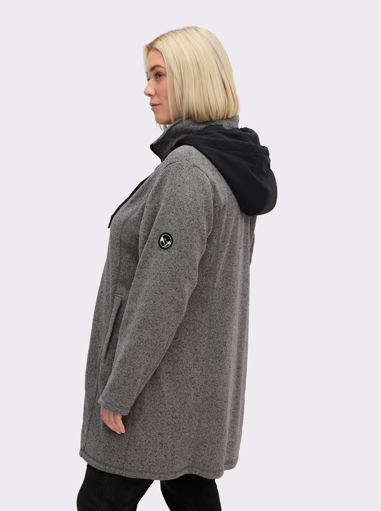 sheego Strickfleecejacke - anthrazit-meliert
