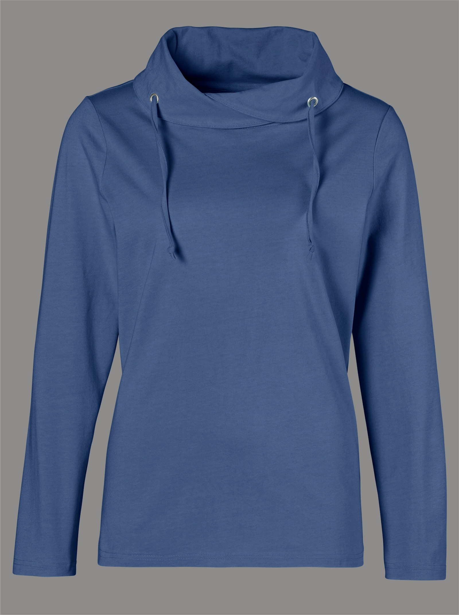 Langarmshirt mit Tunnelzug - jeansblau