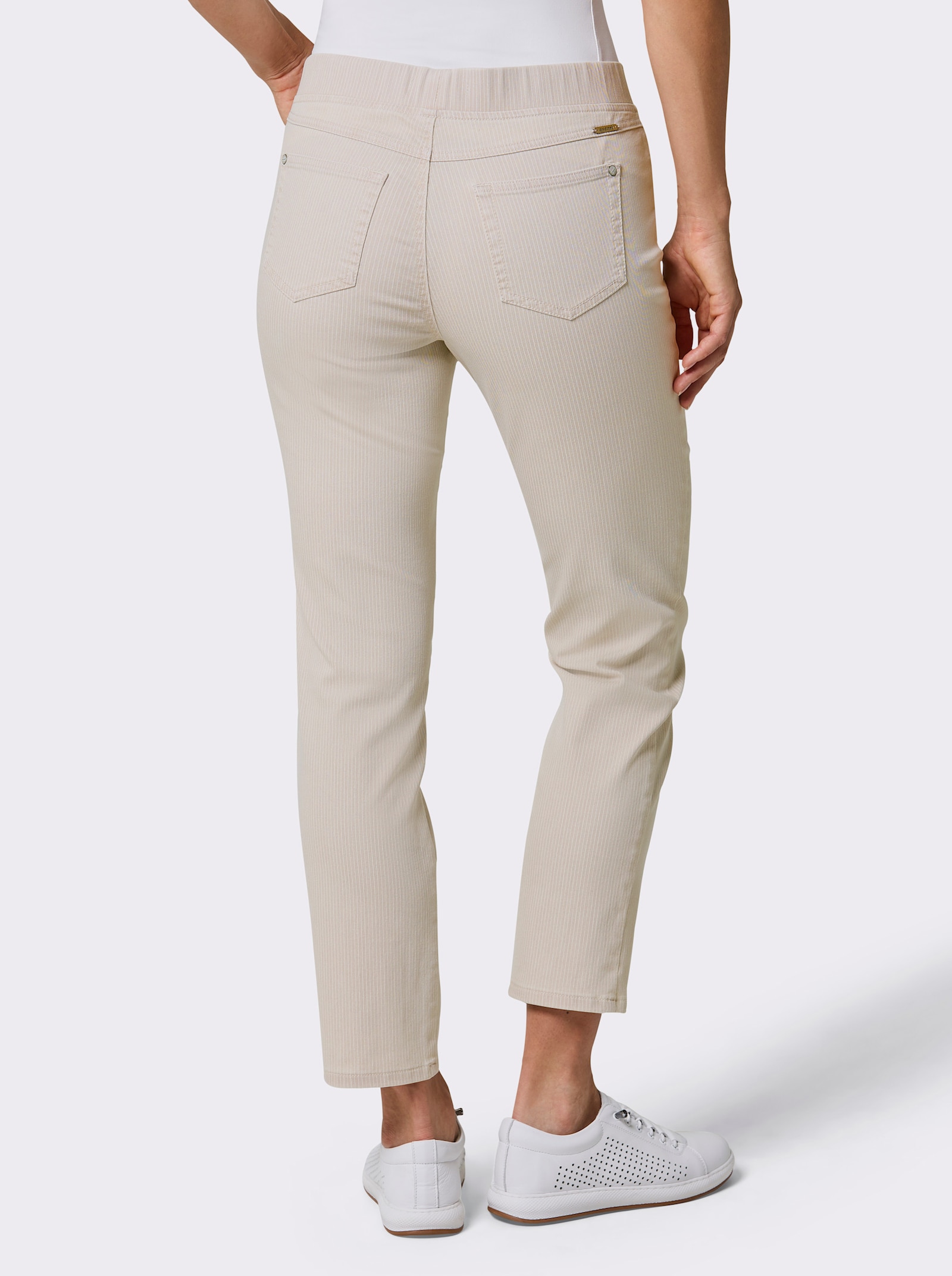 Ascari Schlupfjeans mit Dehnbund - beige-gestreift