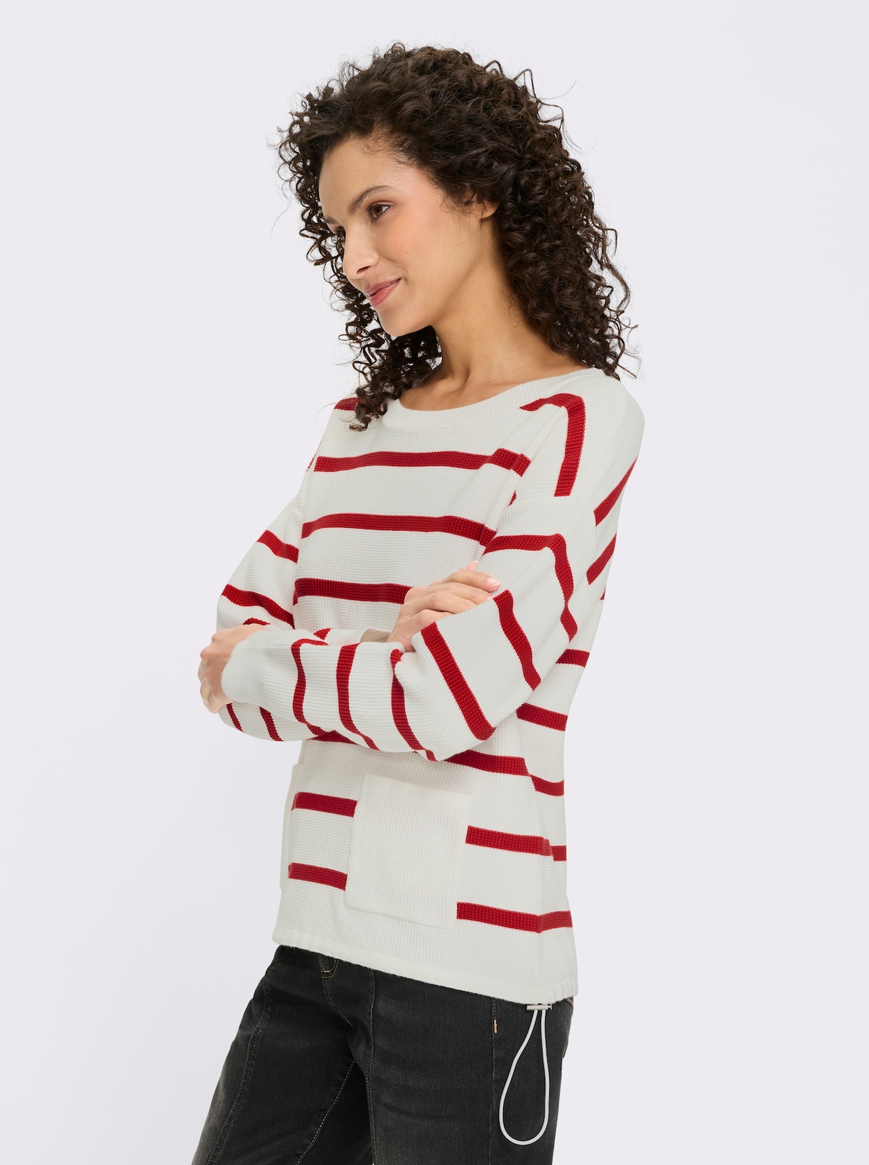 heine Pull en tricot - écru-rouge à rayures