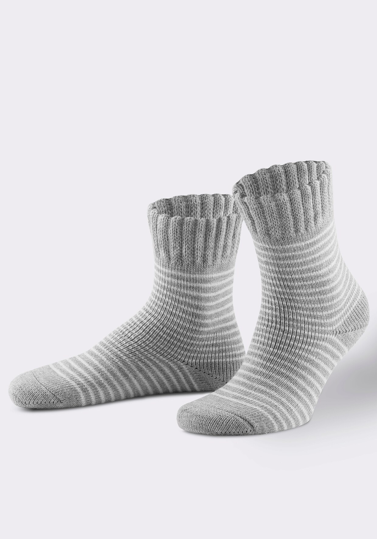 wäschepur Damen-Socken - grau-meliert-weiß-gestreift