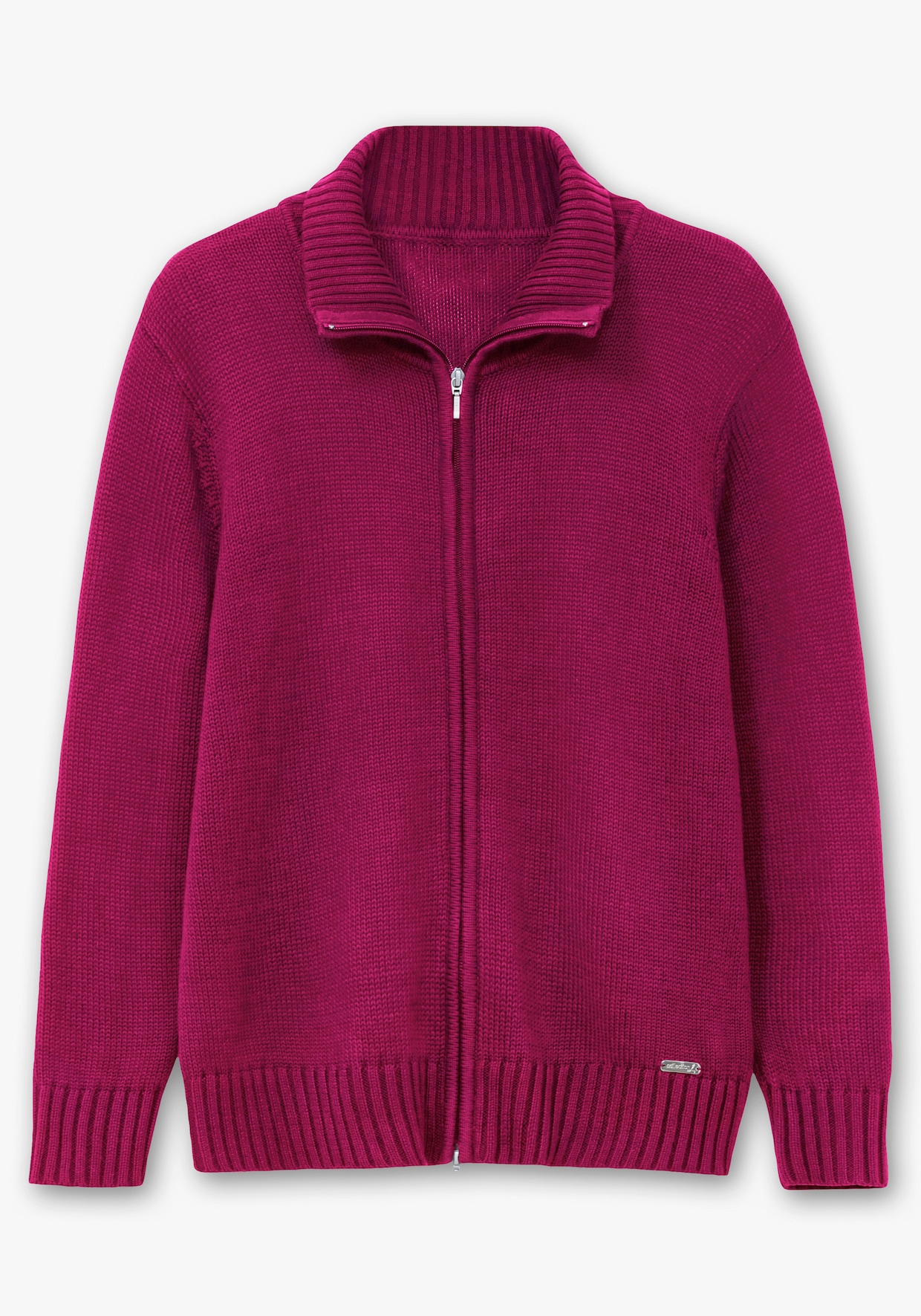 Strickjacke mit 2-Wege-Reißverschluss - fuchsia