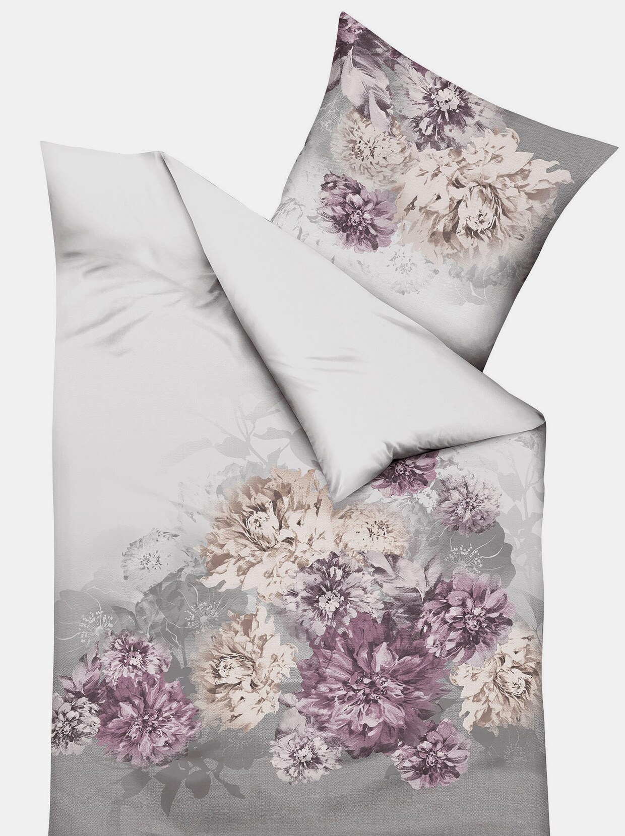 Kaeppel Bedtextiel - grijs/bessenrood