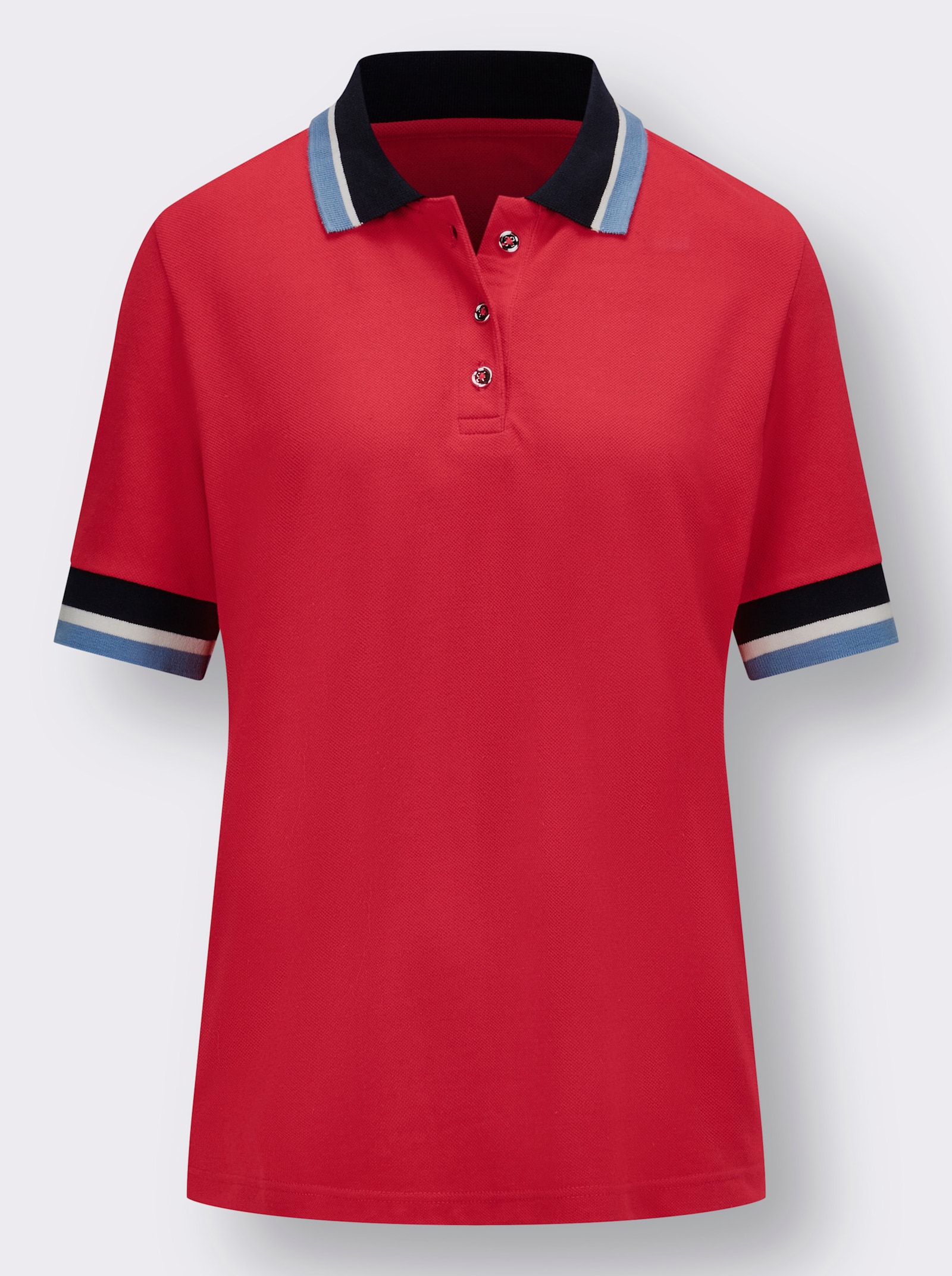 Poloshirt mit Ripp-Bündchen - erdbeere
