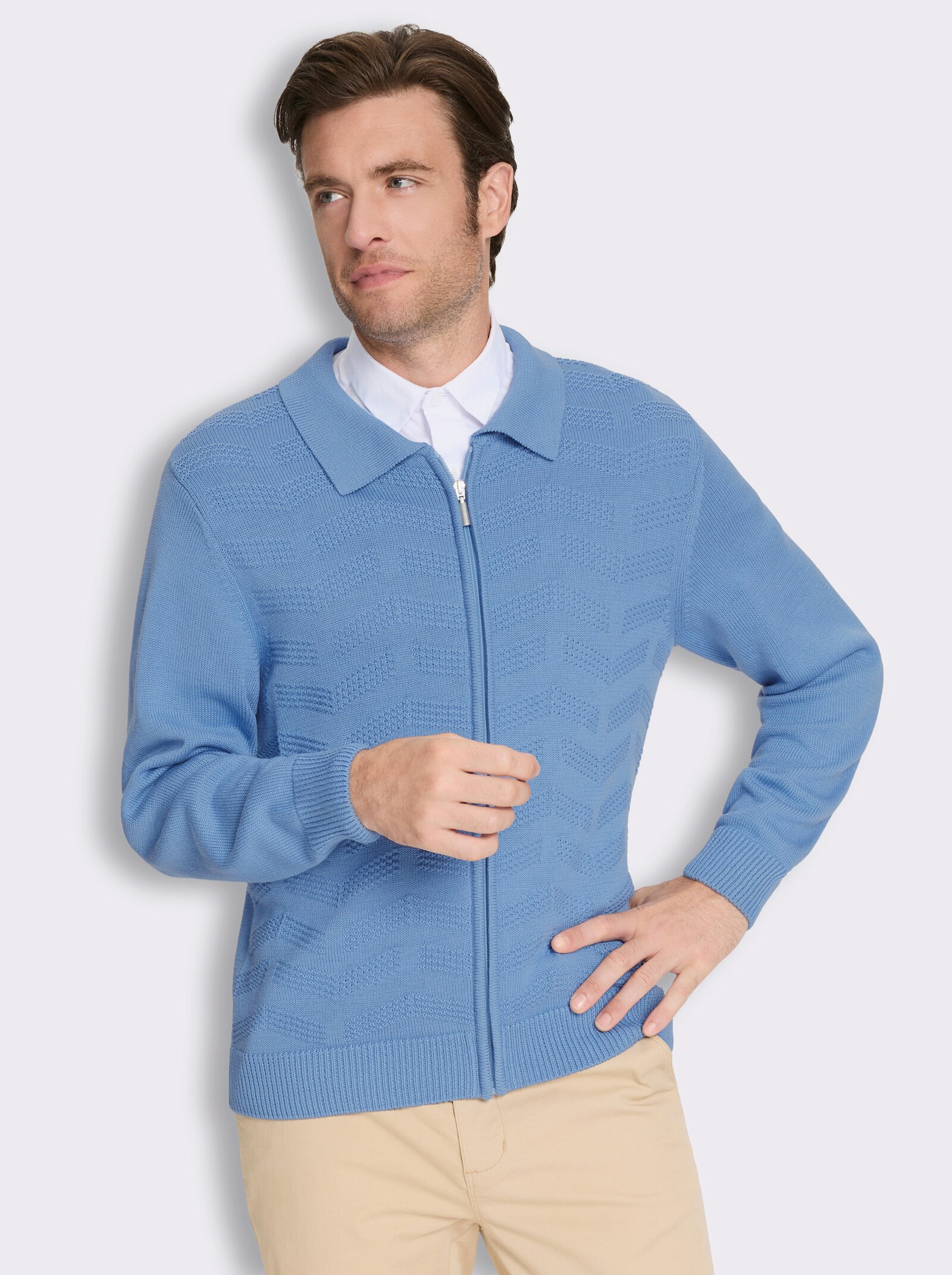 Marco Donati Strickjacke mit Reißverschluss - himmelblau